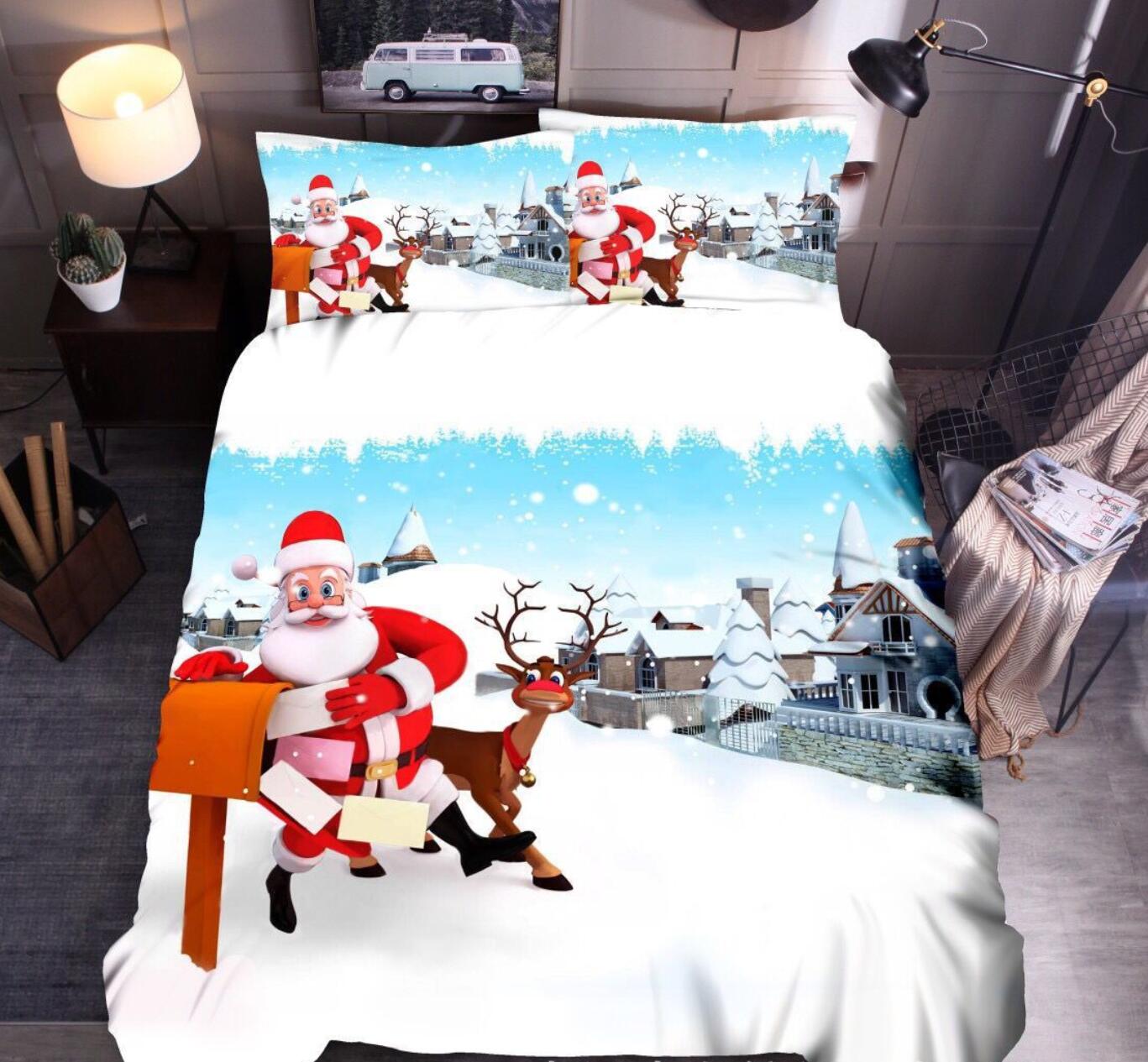 3D Santa Claus 45218 Christmas Quilt Duvet Cover Xmas Bed Pillowcases