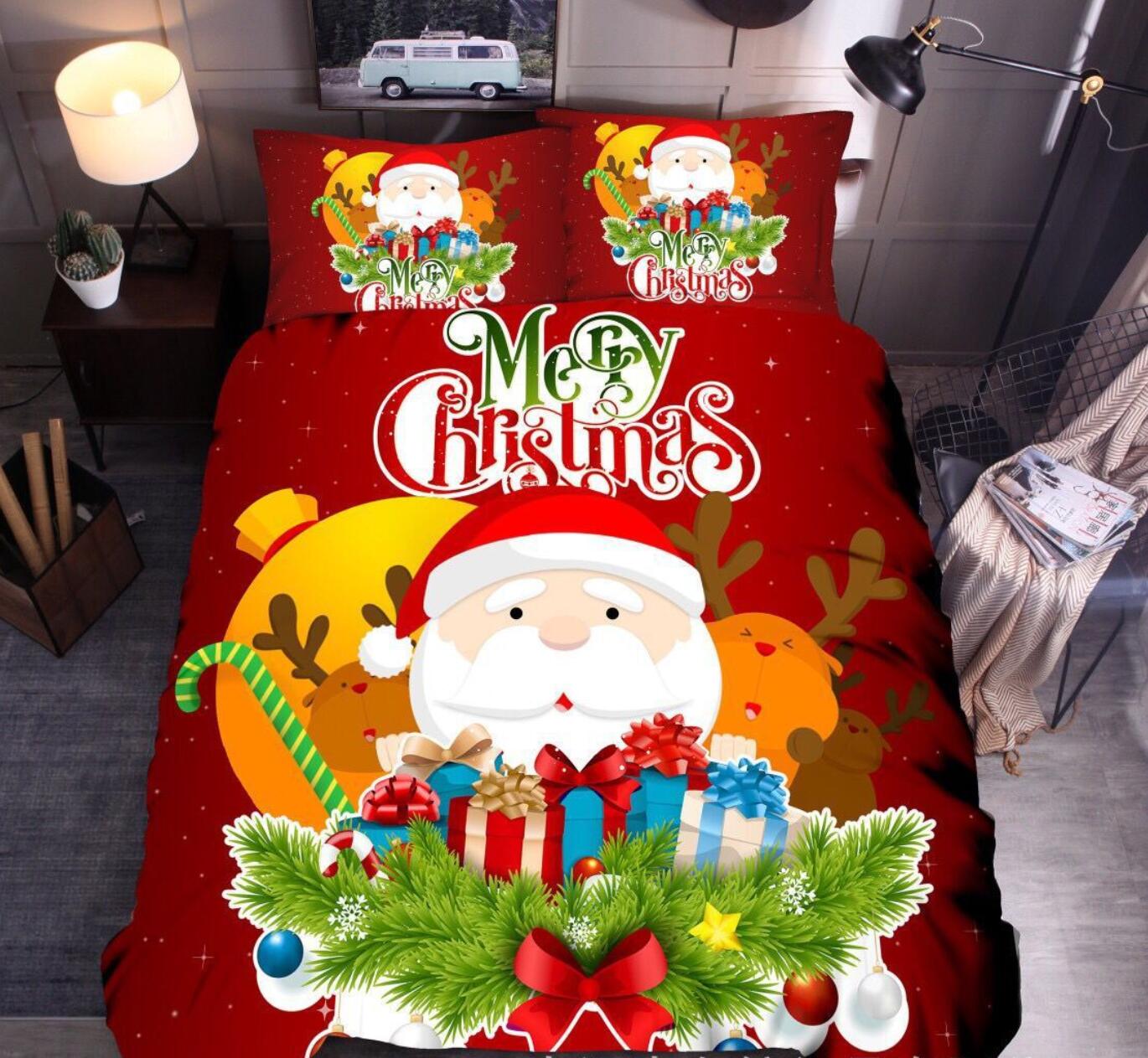 3D Santa Claus 45220 Christmas Quilt Duvet Cover Xmas Bed Pillowcases