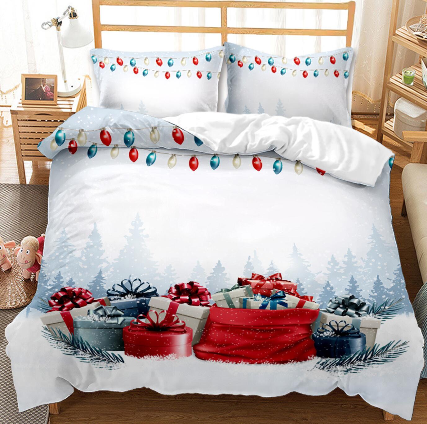 3D Snow Gift 46004 Christmas Quilt Duvet Cover Xmas Bed Pillowcases