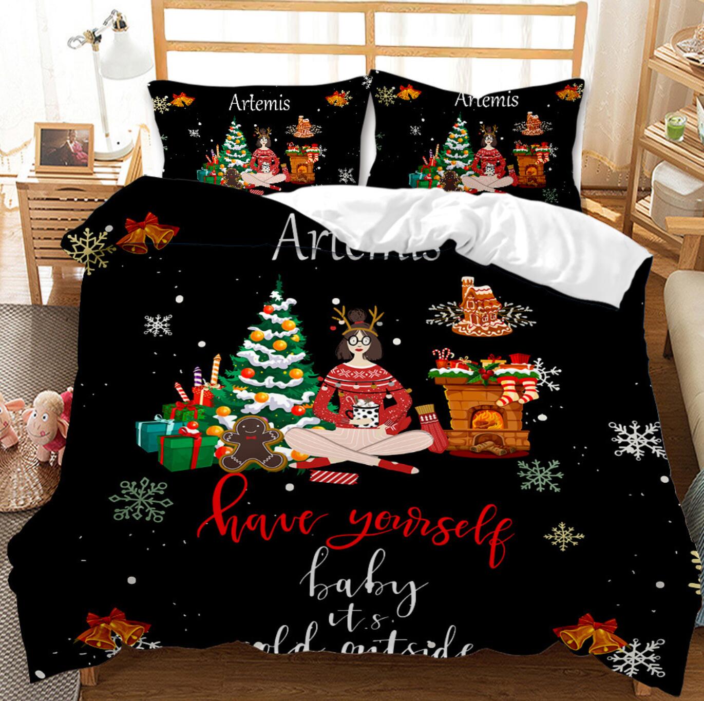 3D Christmas Girl 46007 Christmas Quilt Duvet Cover Xmas Bed Pillowcases