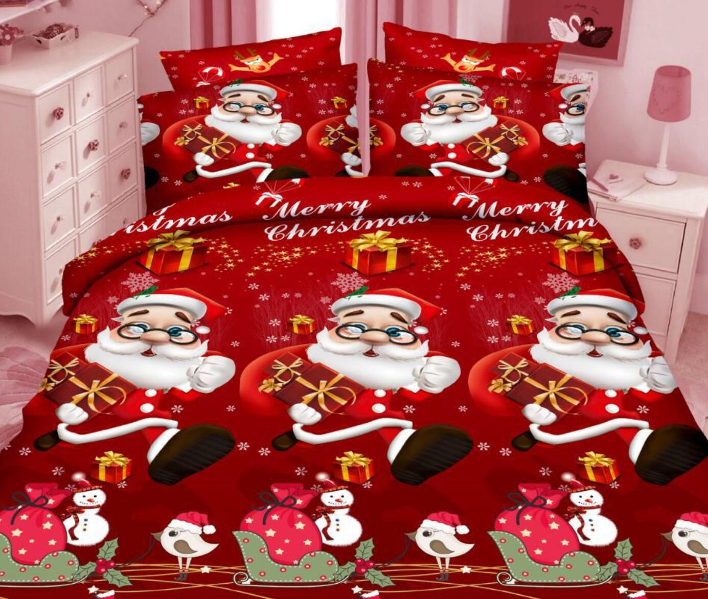3D Santa Claus Pattern 46012 Christmas Quilt Duvet Cover Xmas Bed Pillowcases