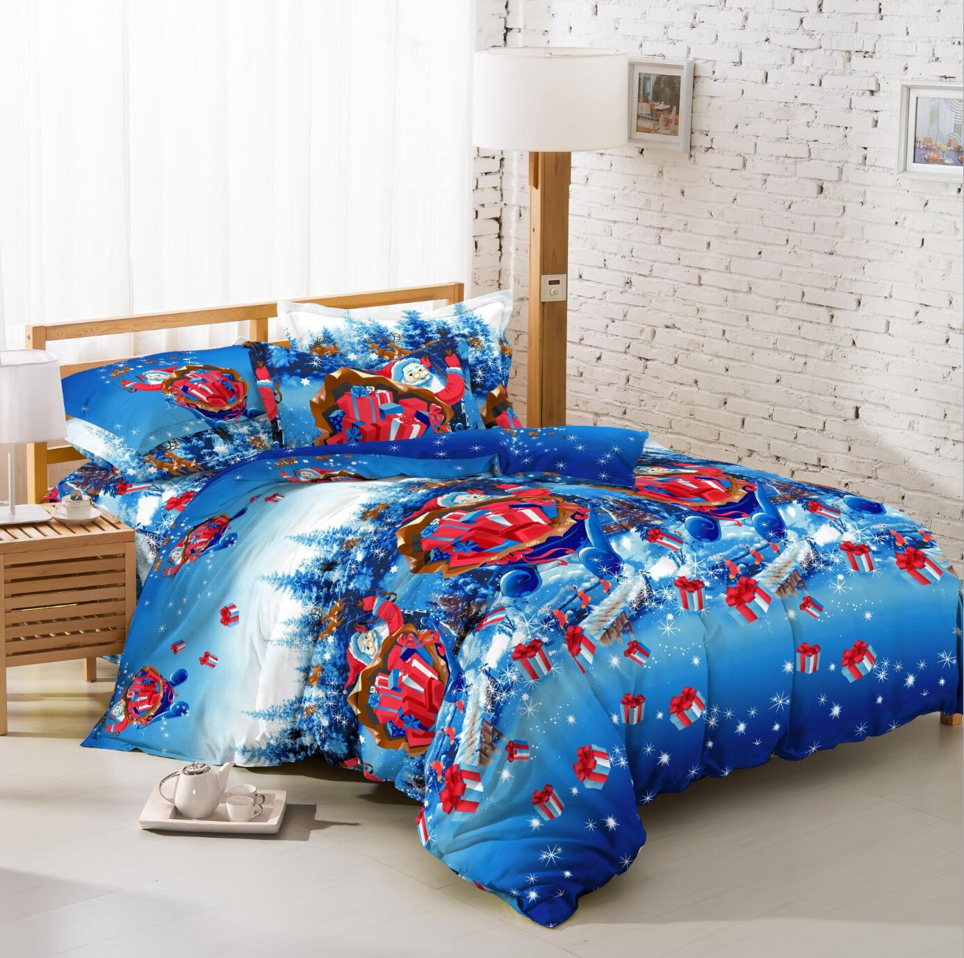 3D Santa Claus Pattern 45229 Christmas Quilt Duvet Cover Xmas Bed Pillowcases