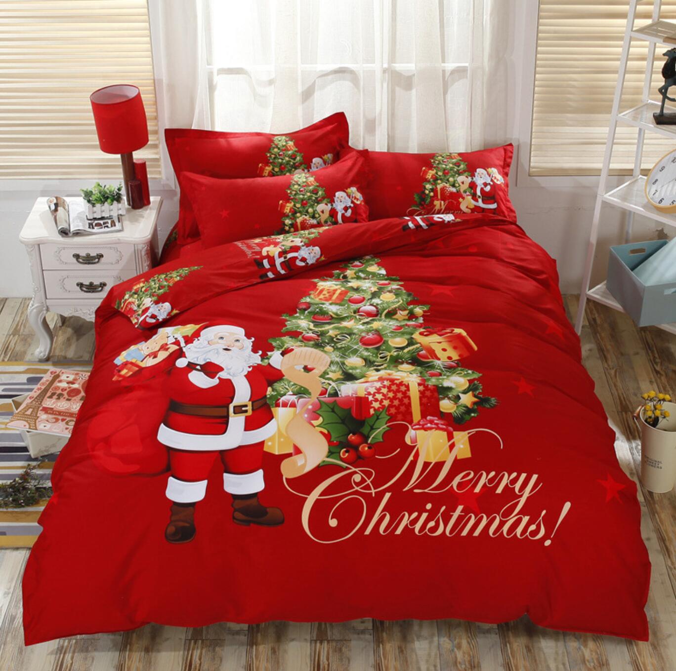 3D Santa Christmas Tree 46015 Christmas Quilt Duvet Cover Xmas Bed Pillowcases