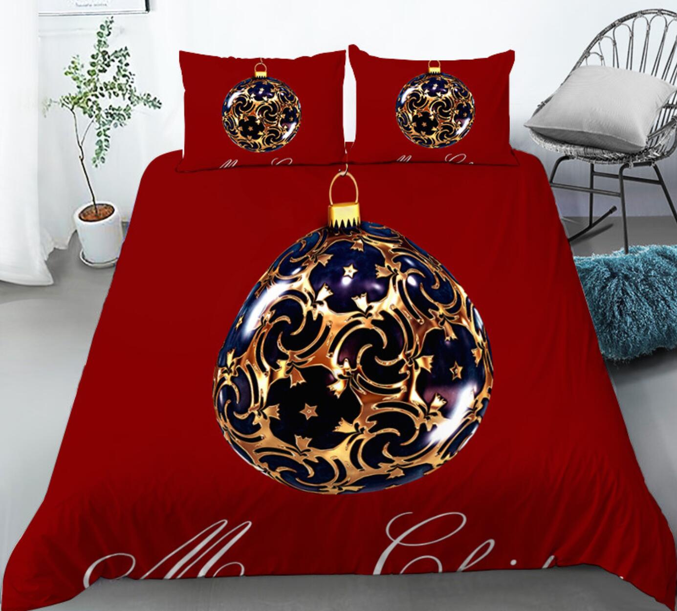 3D Christmas Golden Ball 46017 Christmas Quilt Duvet Cover Xmas Bed Pillowcases