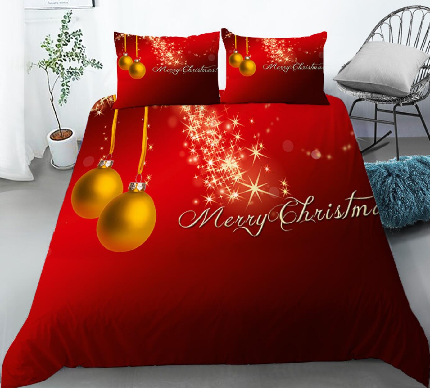 3D Golden Ball 46018 Christmas Quilt Duvet Cover Xmas Bed Pillowcases