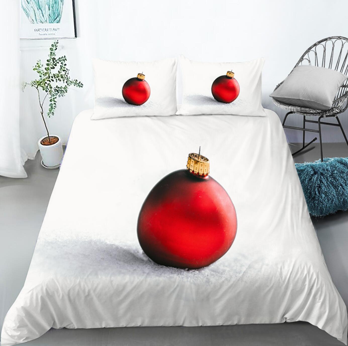 3D Red Ball 46029 Christmas Quilt Duvet Cover Xmas Bed Pillowcases