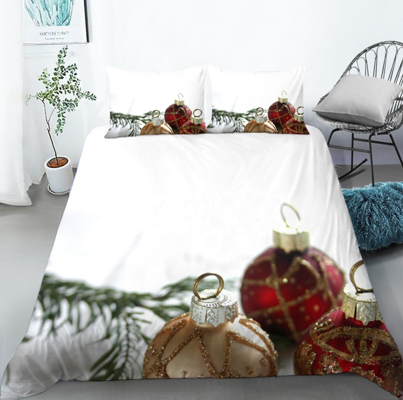 3D Christmas Ball Pendant 46038 Christmas Quilt Duvet Cover Xmas Bed Pillowcases