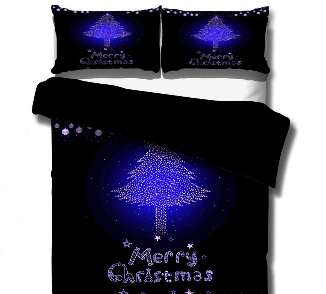 3D Purple Blue Christmas Tree 46044 Christmas Quilt Duvet Cover Xmas Bed Pillowcases