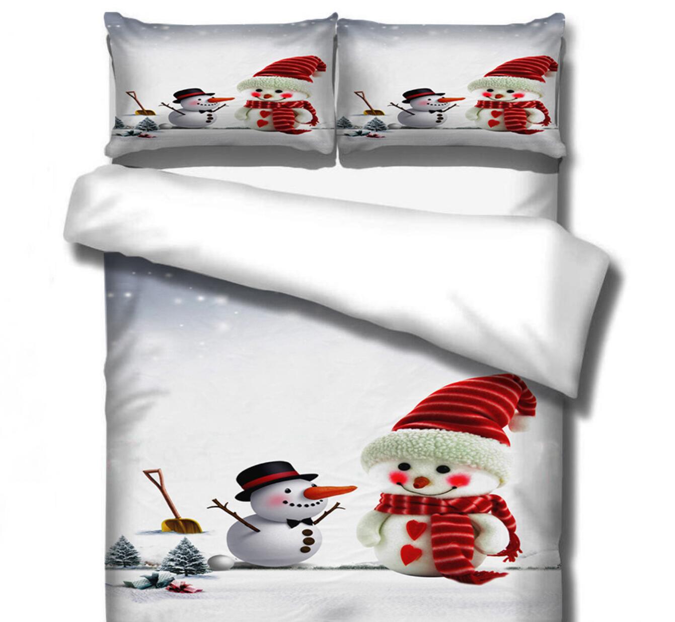 3D Snowman 46047 Christmas Quilt Duvet Cover Xmas Bed Pillowcases