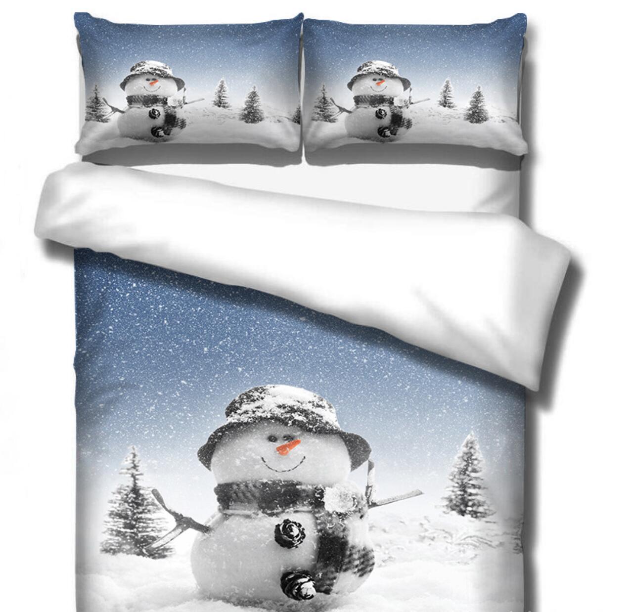 3D Snowfield Snowman 46051 Christmas Quilt Duvet Cover Xmas Bed Pillowcases