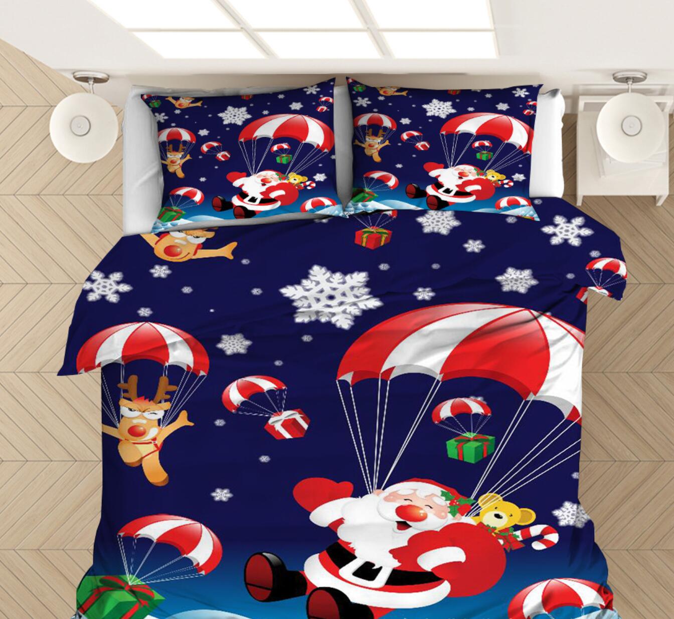 3D Santa Skydiving 46054 Christmas Quilt Duvet Cover Xmas Bed Pillowcases