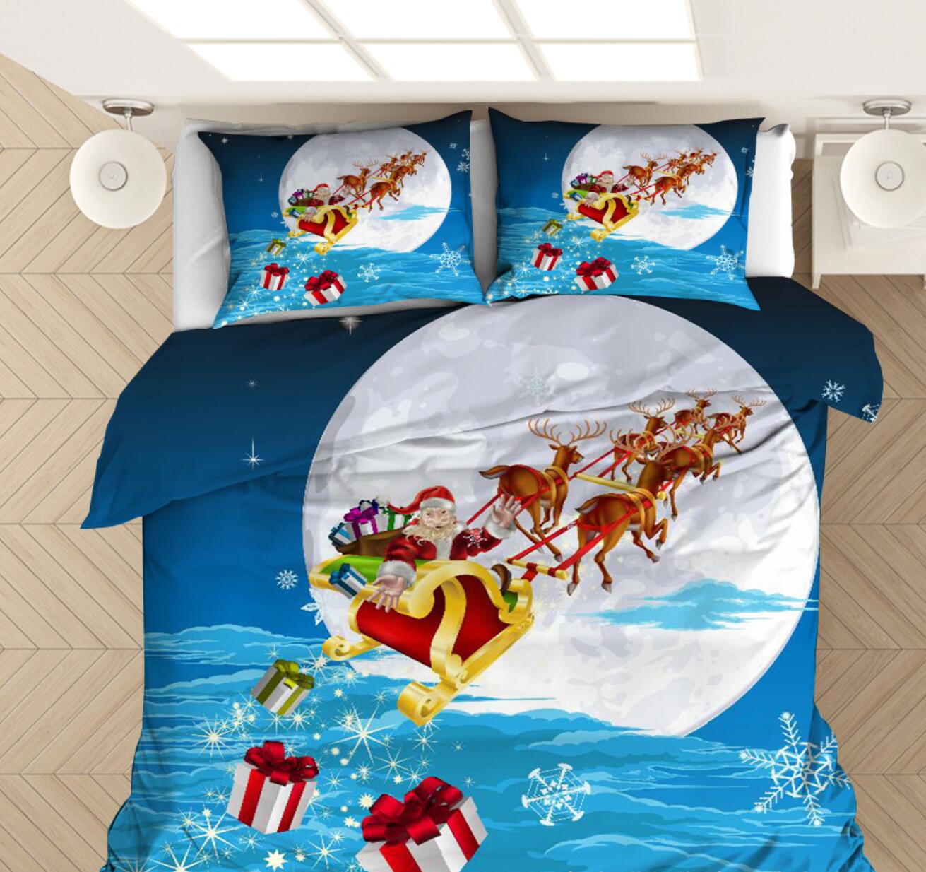3D Santa Sleigh 46055 Christmas Quilt Duvet Cover Xmas Bed Pillowcases