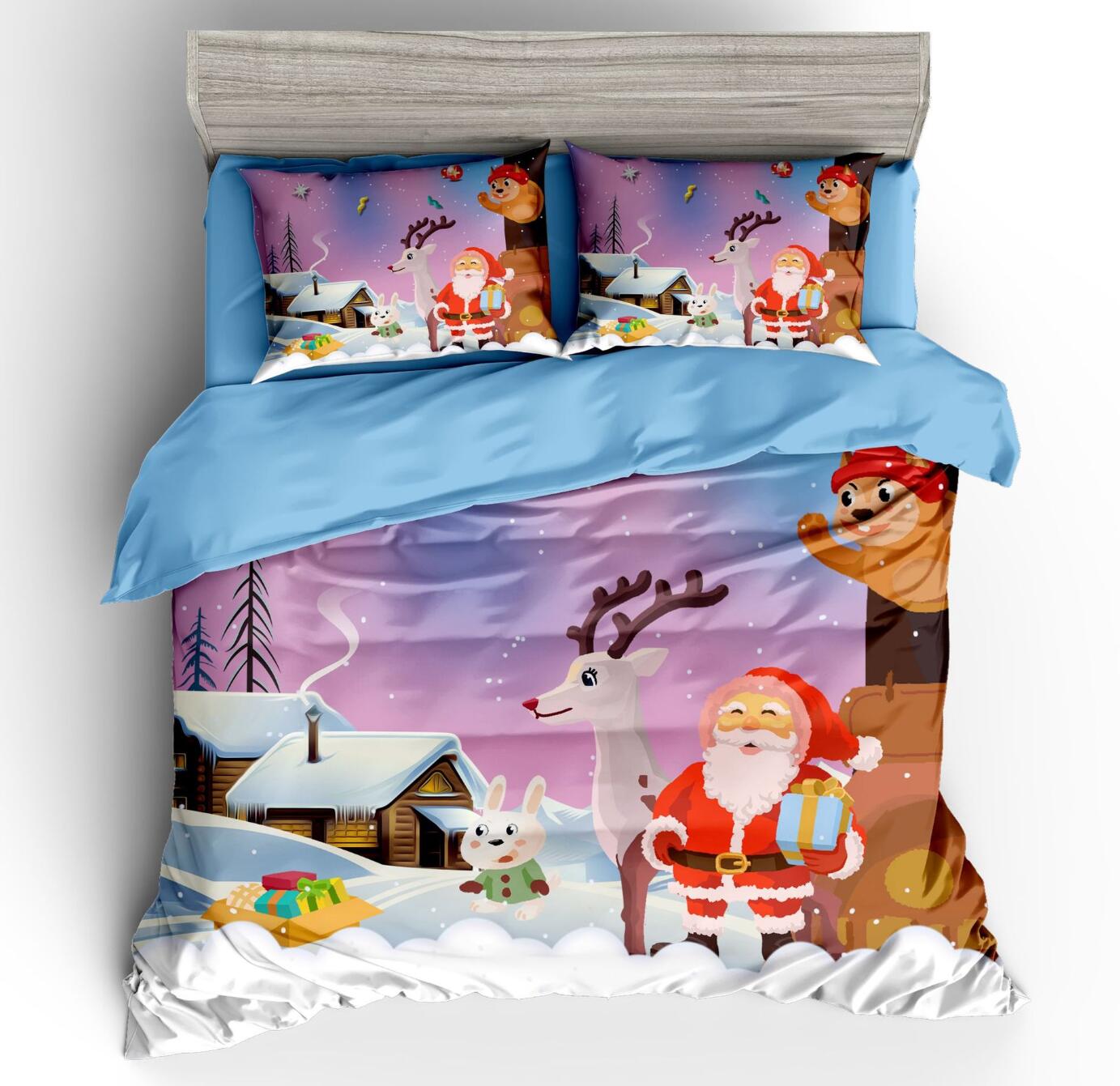 3D Santa Deer House 46067 Christmas Quilt Duvet Cover Xmas Bed Pillowcases