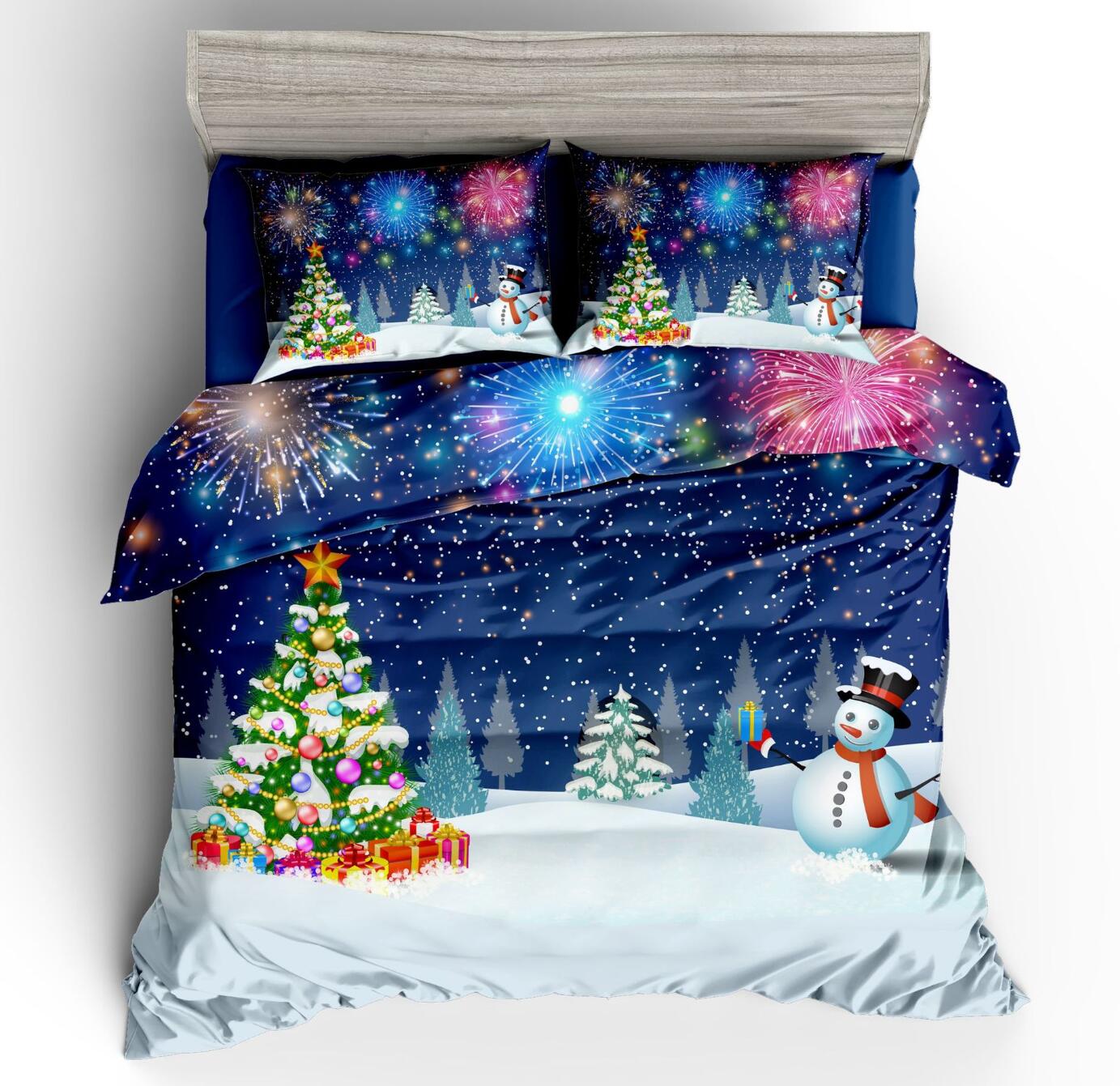3D Christmas Tree Snowman 46068 Christmas Quilt Duvet Cover Xmas Bed Pillowcases