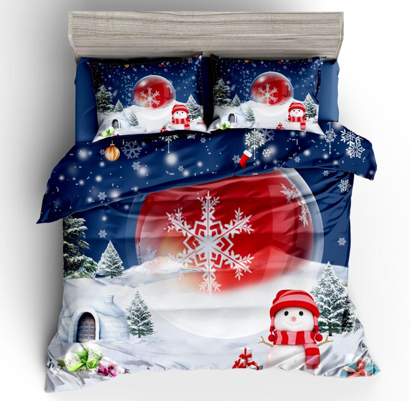 3D Snowman Red Ball 46069 Christmas Quilt Duvet Cover Xmas Bed Pillowcases