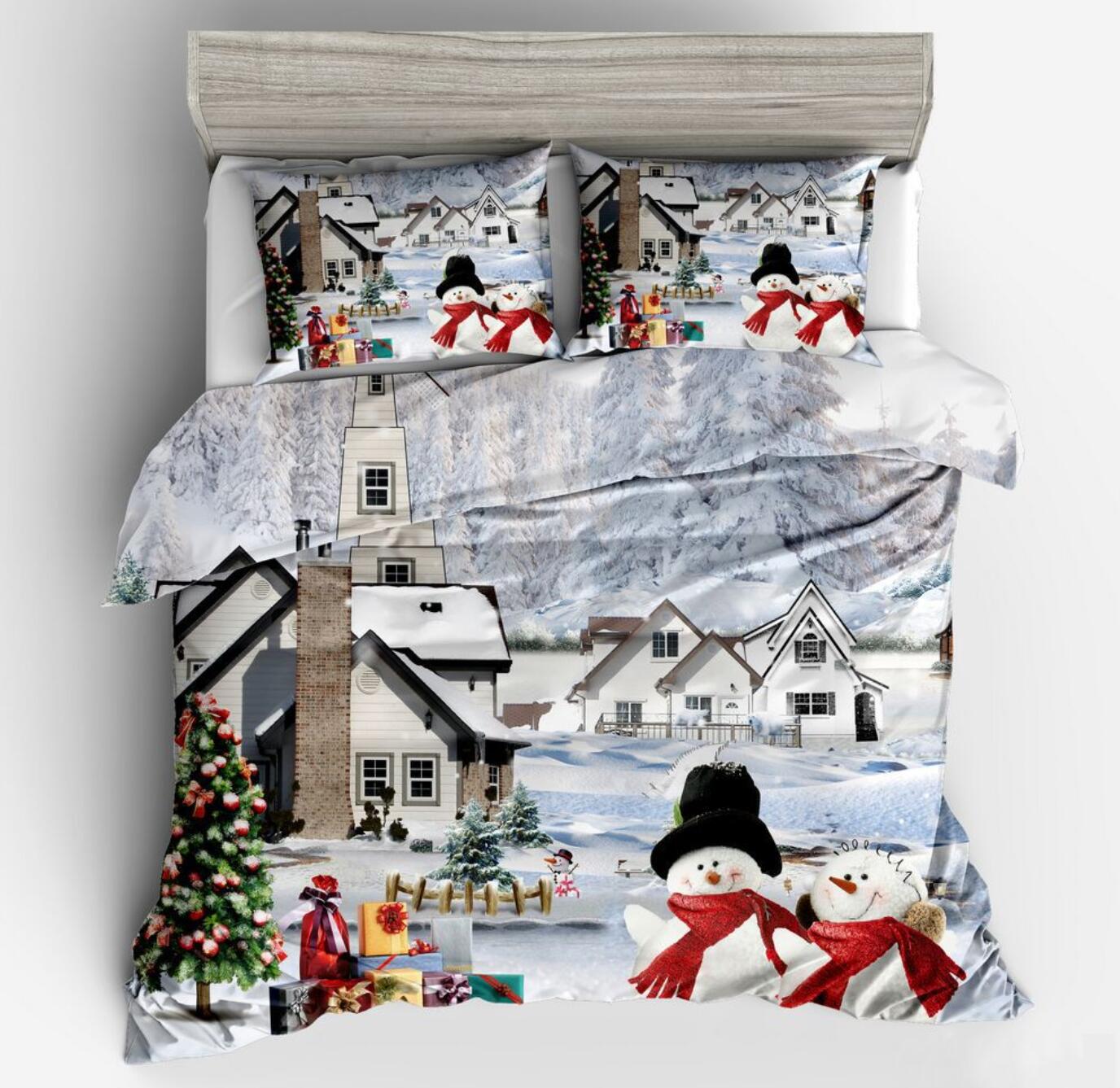 3D House Snowman 46073 Christmas Quilt Duvet Cover Xmas Bed Pillowcases