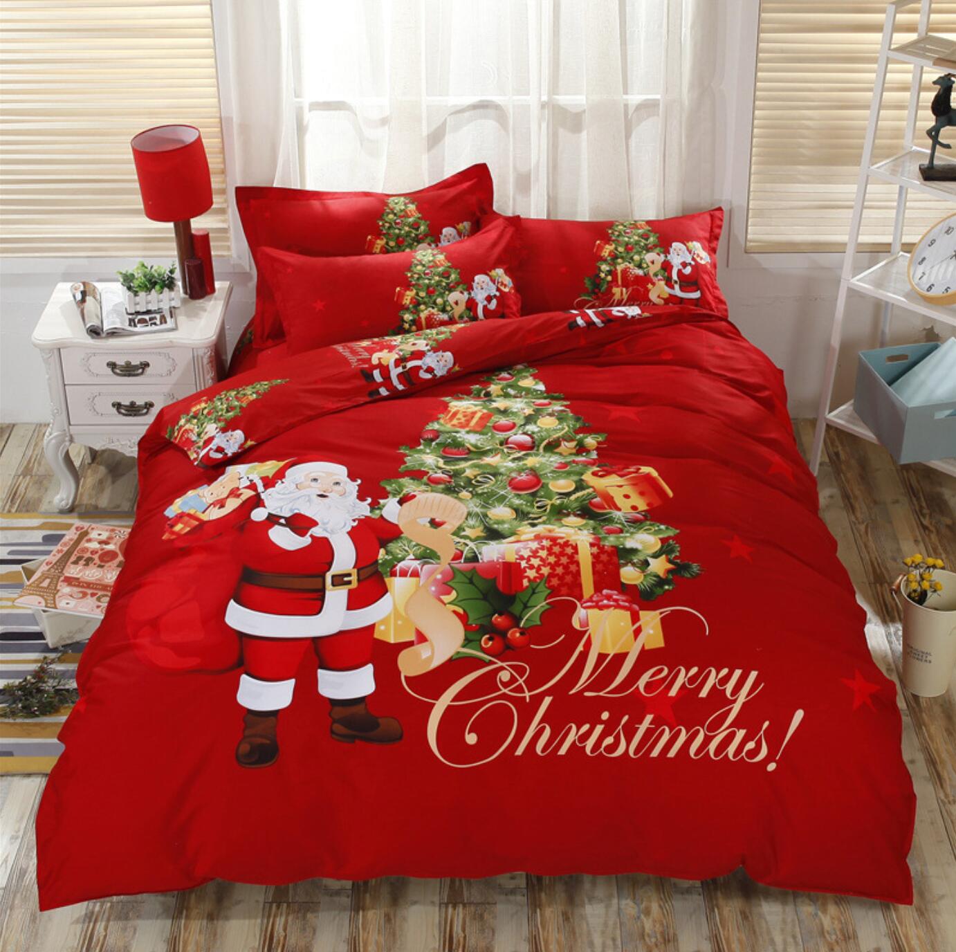 3D Santa Christmas Tree 46077 Christmas Quilt Duvet Cover Xmas Bed Pillowcases