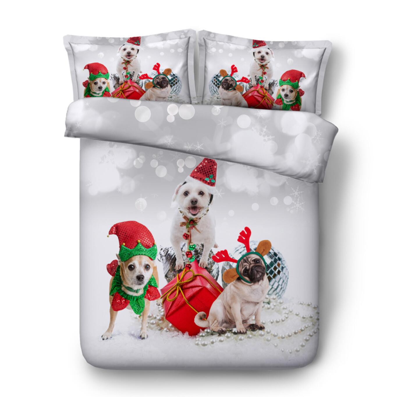 3D Dog Christmas Costume 46082 Christmas Quilt Duvet Cover Xmas Bed Pillowcases