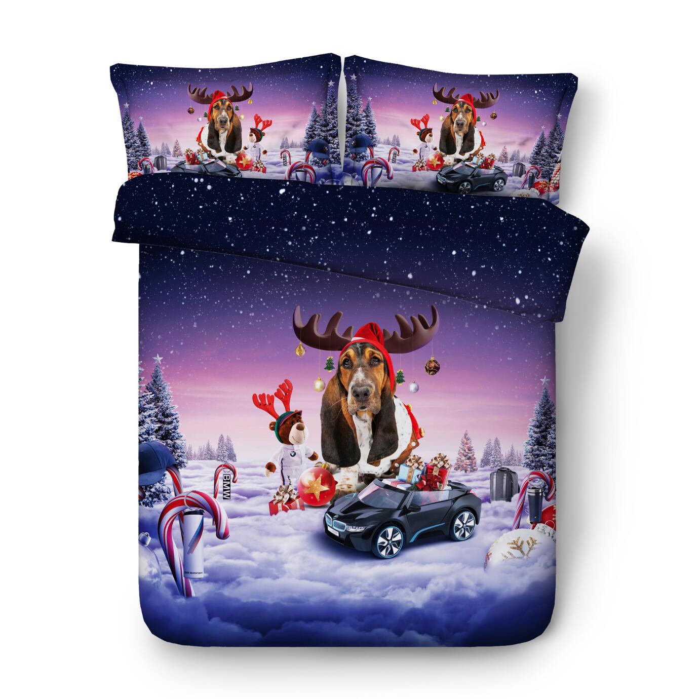 3D Dog Car Christmas Outfit 46087 Christmas Quilt Duvet Cover Xmas Bed Pillowcases
