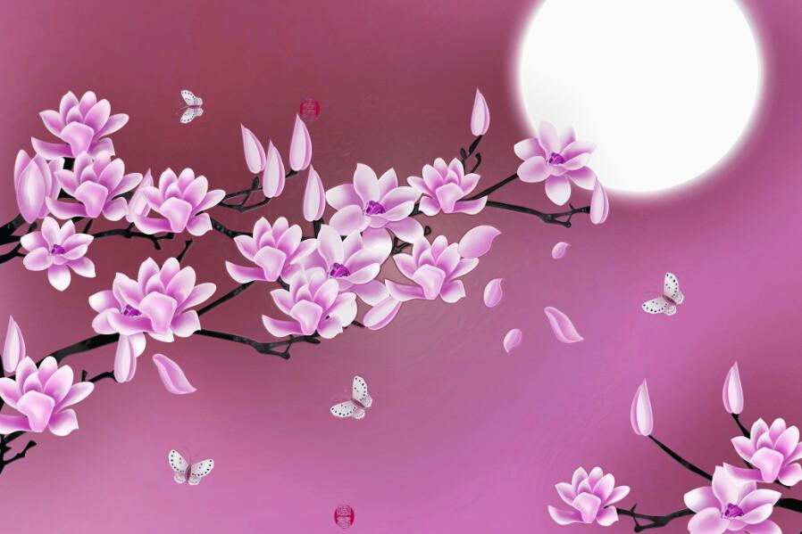 Romantic Purple Flowers Tree Wallpaper AJ Wallpaper 2 