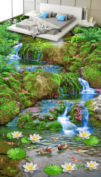3D Lotus Flower 088 Floor Mural Wallpaper AJ Wallpaper 2 