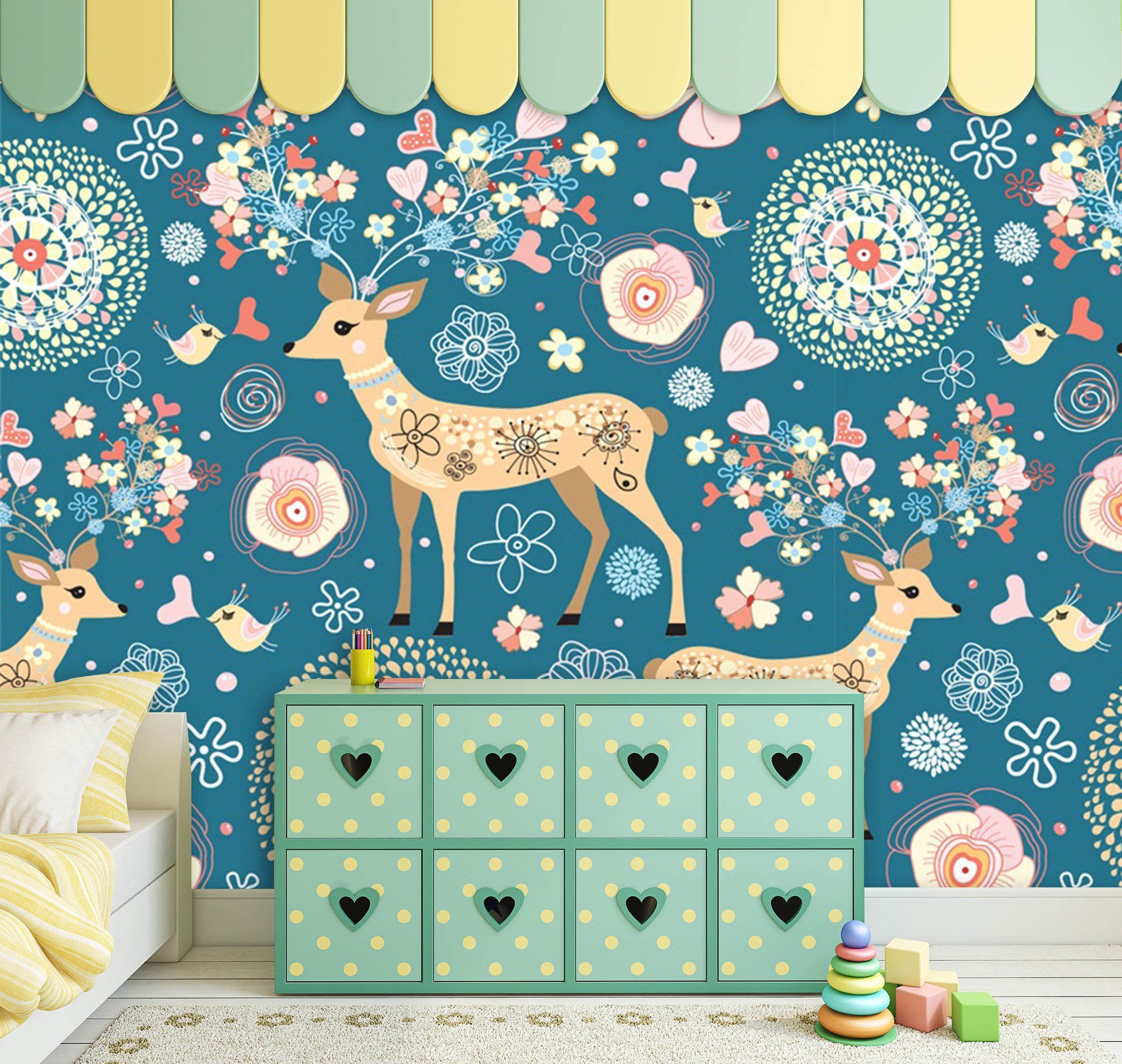 3D Flower Deer 798 Wallpaper AJ Wallpaper 