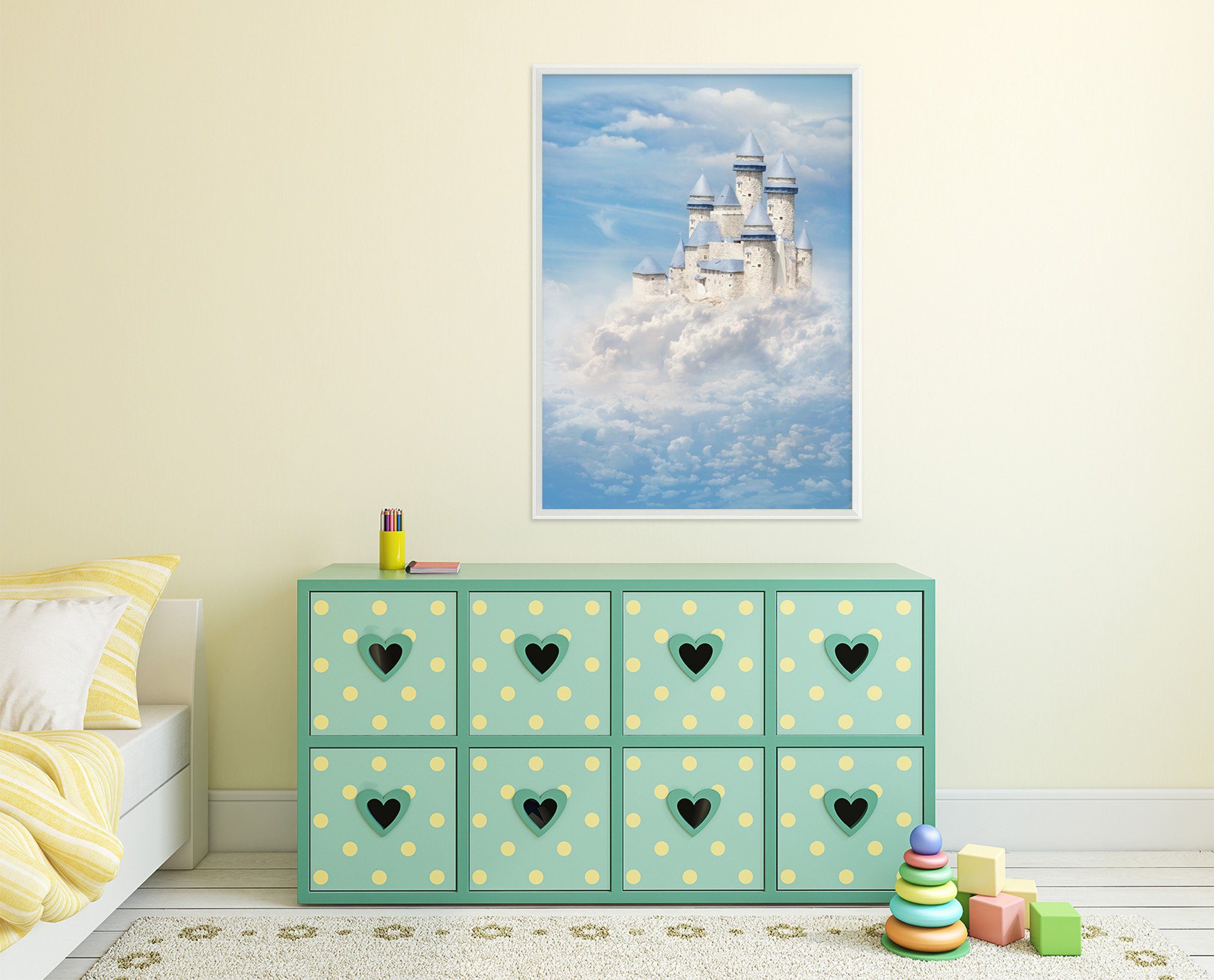 3D Cloud Castle 037 Fake Framed Print Painting Wallpaper AJ Creativity Home 