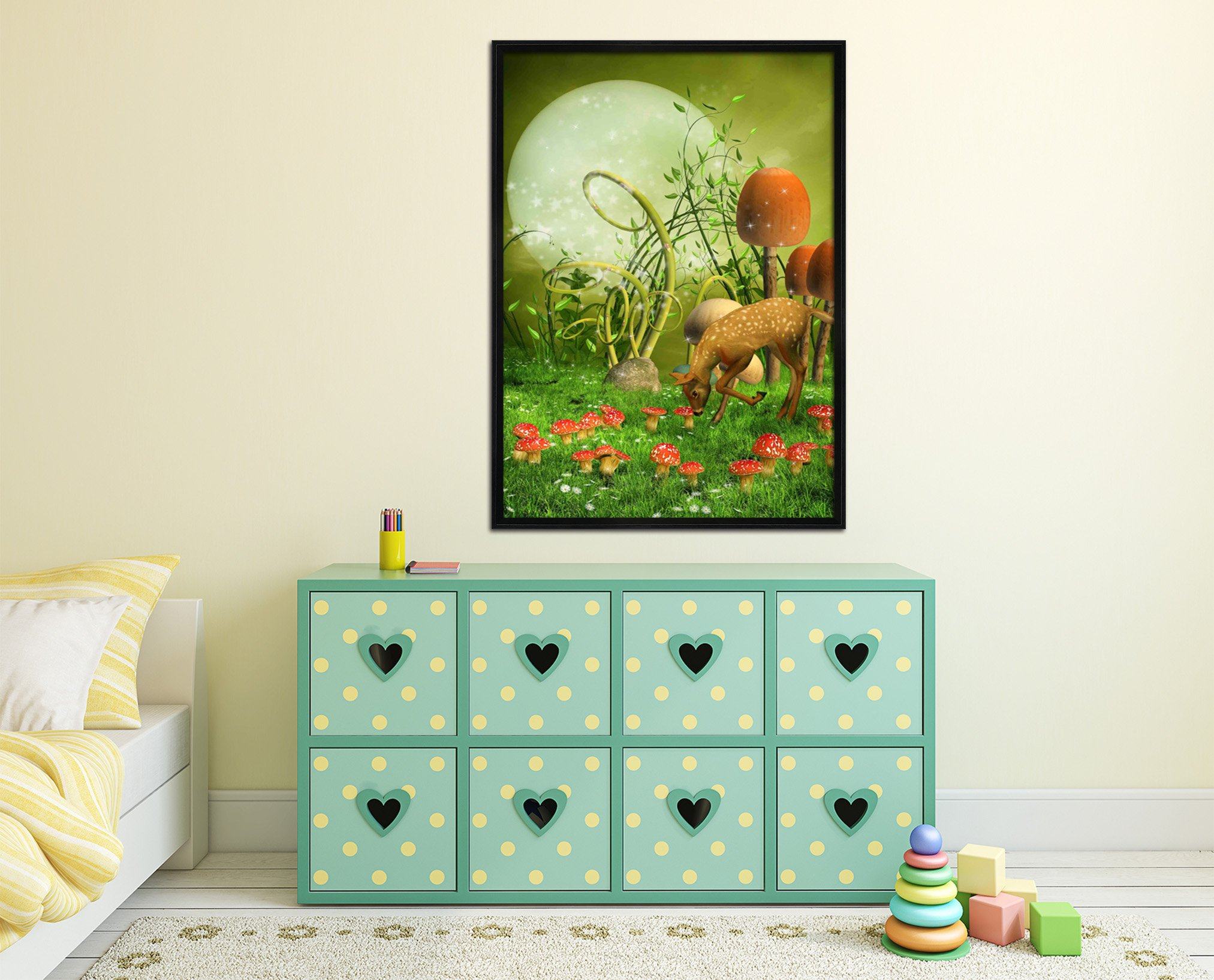3D Fawn Mushrooms 048 Fake Framed Print Painting Wallpaper AJ Creativity Home 