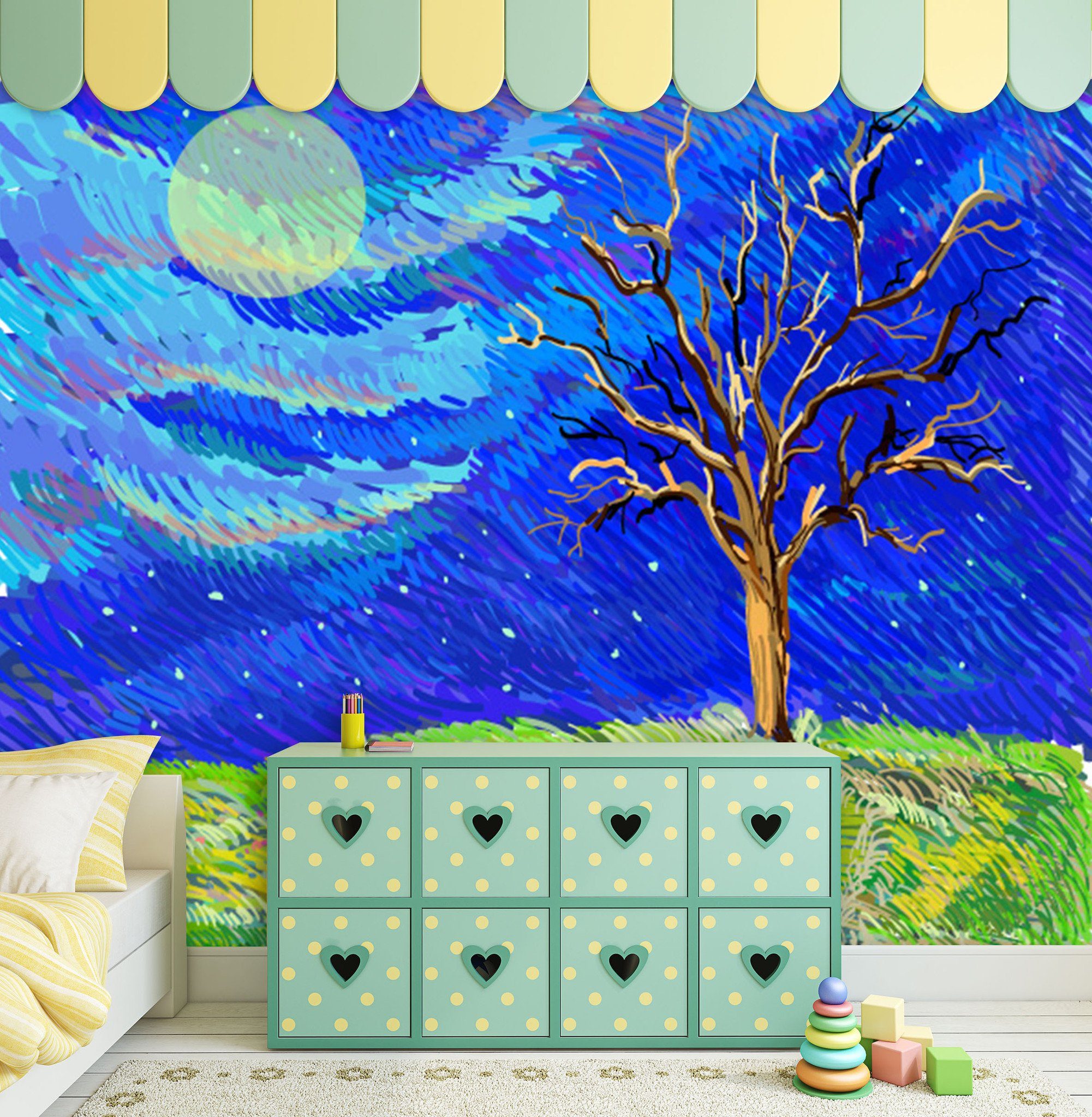 3D Moon Night Tree 621 Wallpaper AJ Wallpaper 