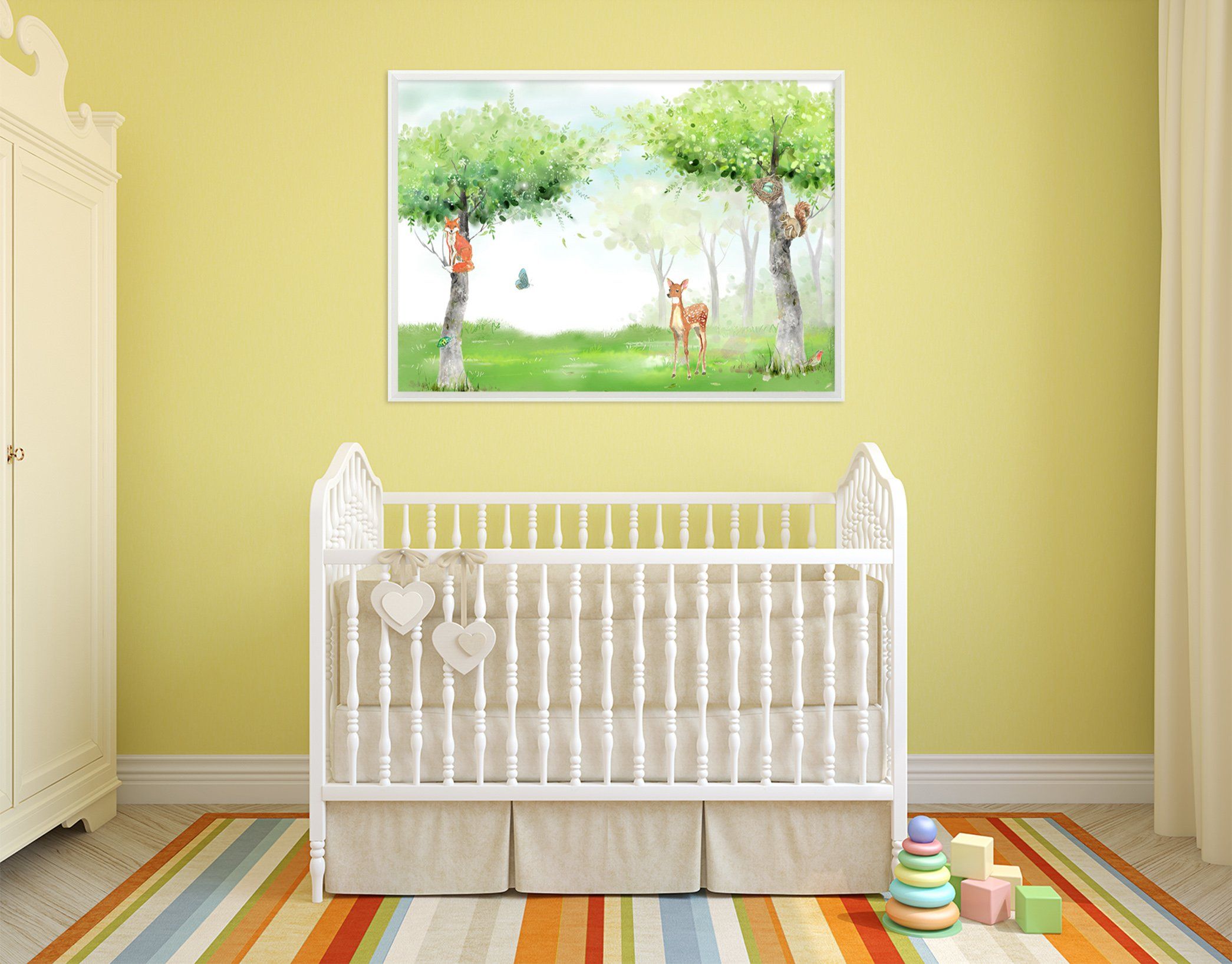 3D Fawn Butterfly 005 Fake Framed Print Painting Wallpaper AJ Creativity Home 