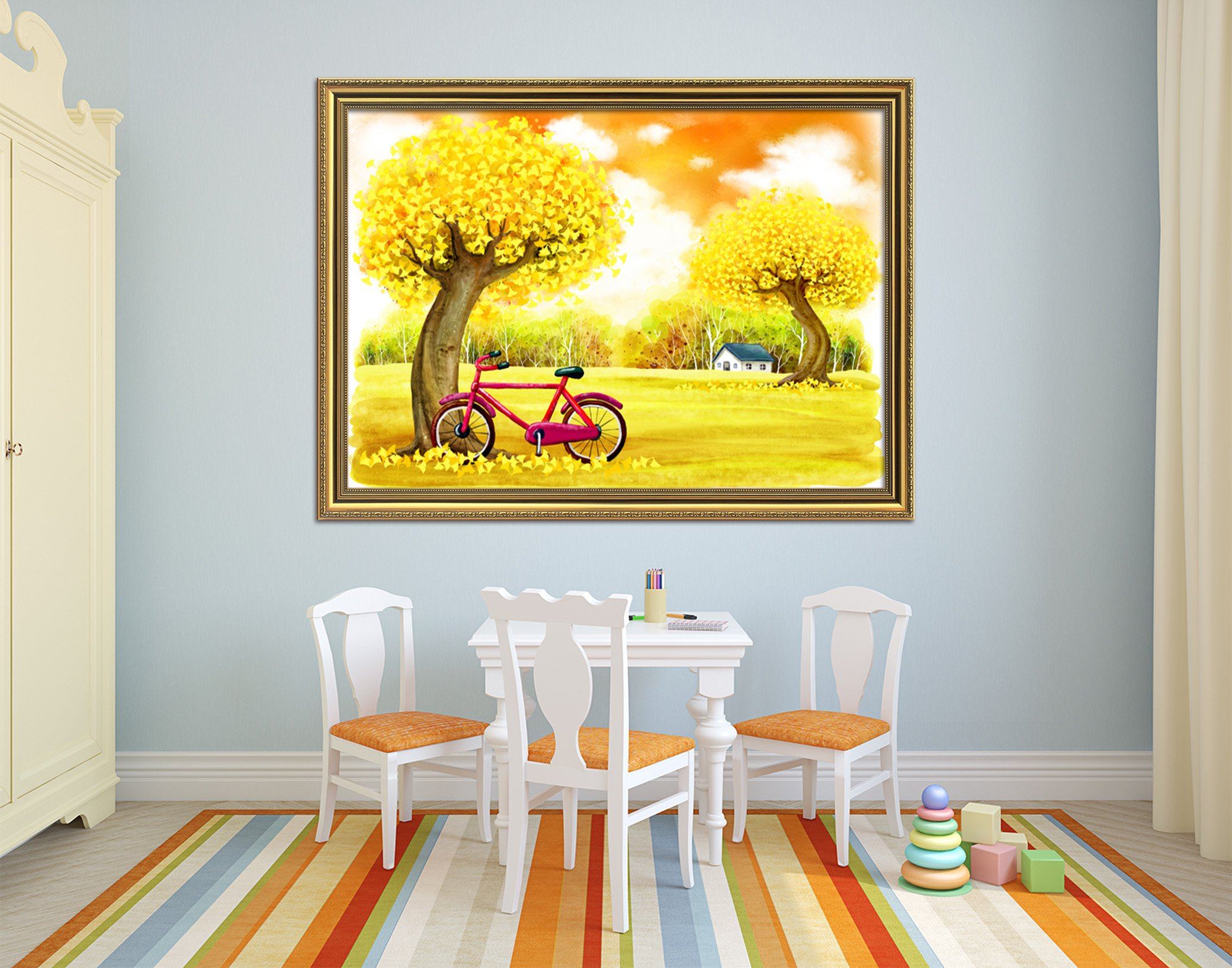3D Red Bicycle 006 Fake Framed Print Painting Wallpaper AJ Creativity Home 