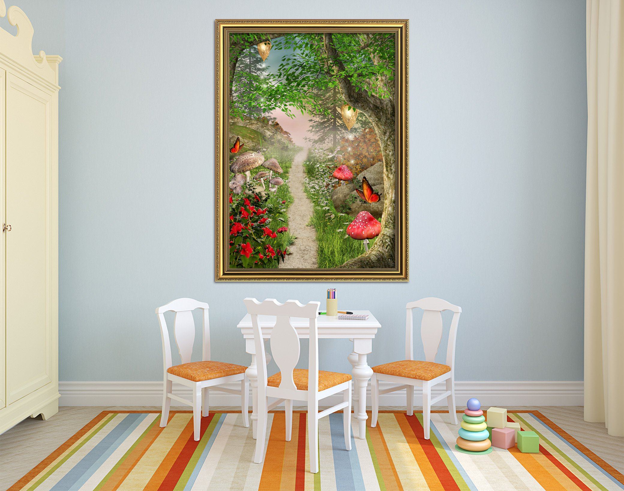 3D Forest Road 054 Fake Framed Print Painting Wallpaper AJ Creativity Home 