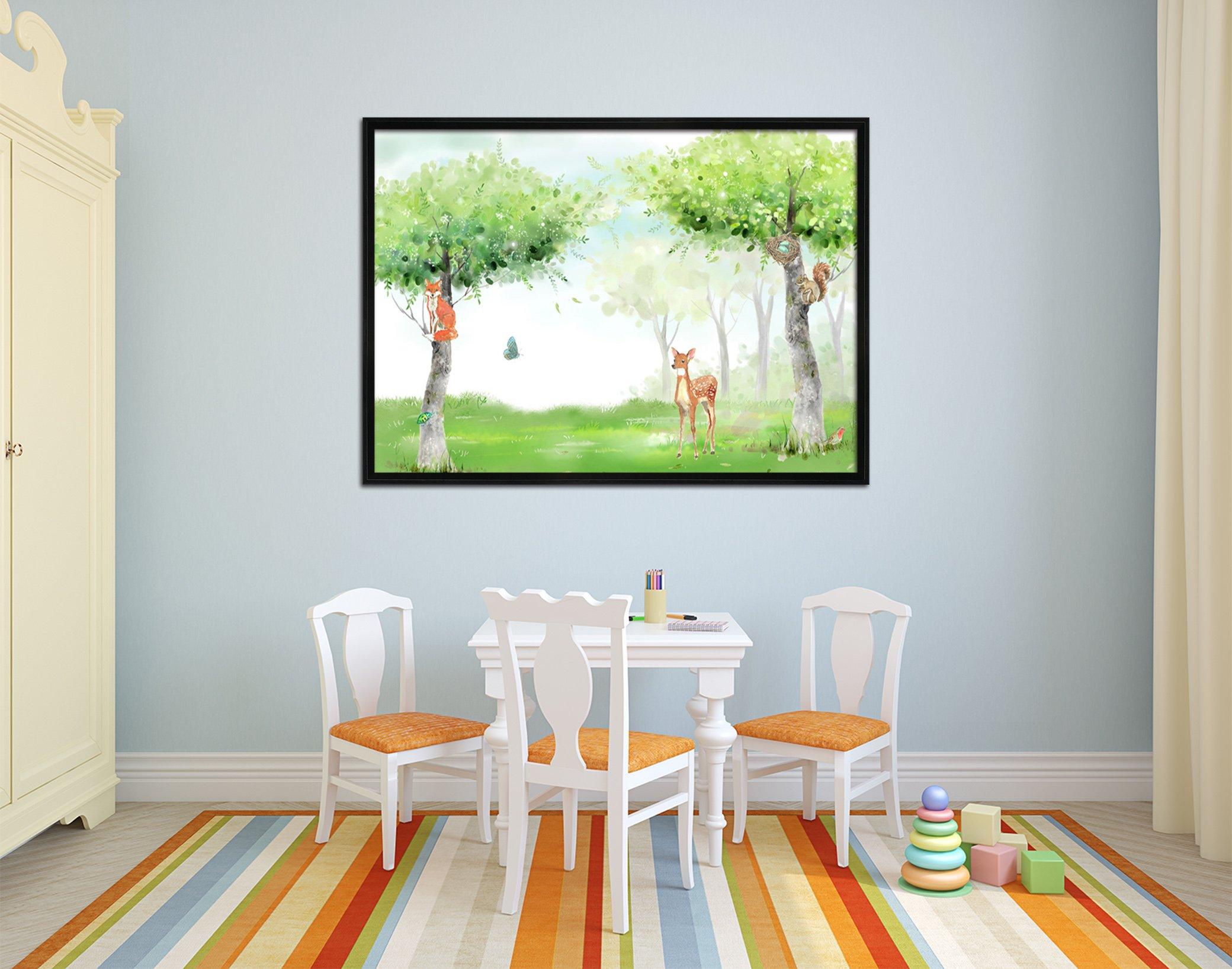3D Fawn Butterfly 005 Fake Framed Print Painting Wallpaper AJ Creativity Home 