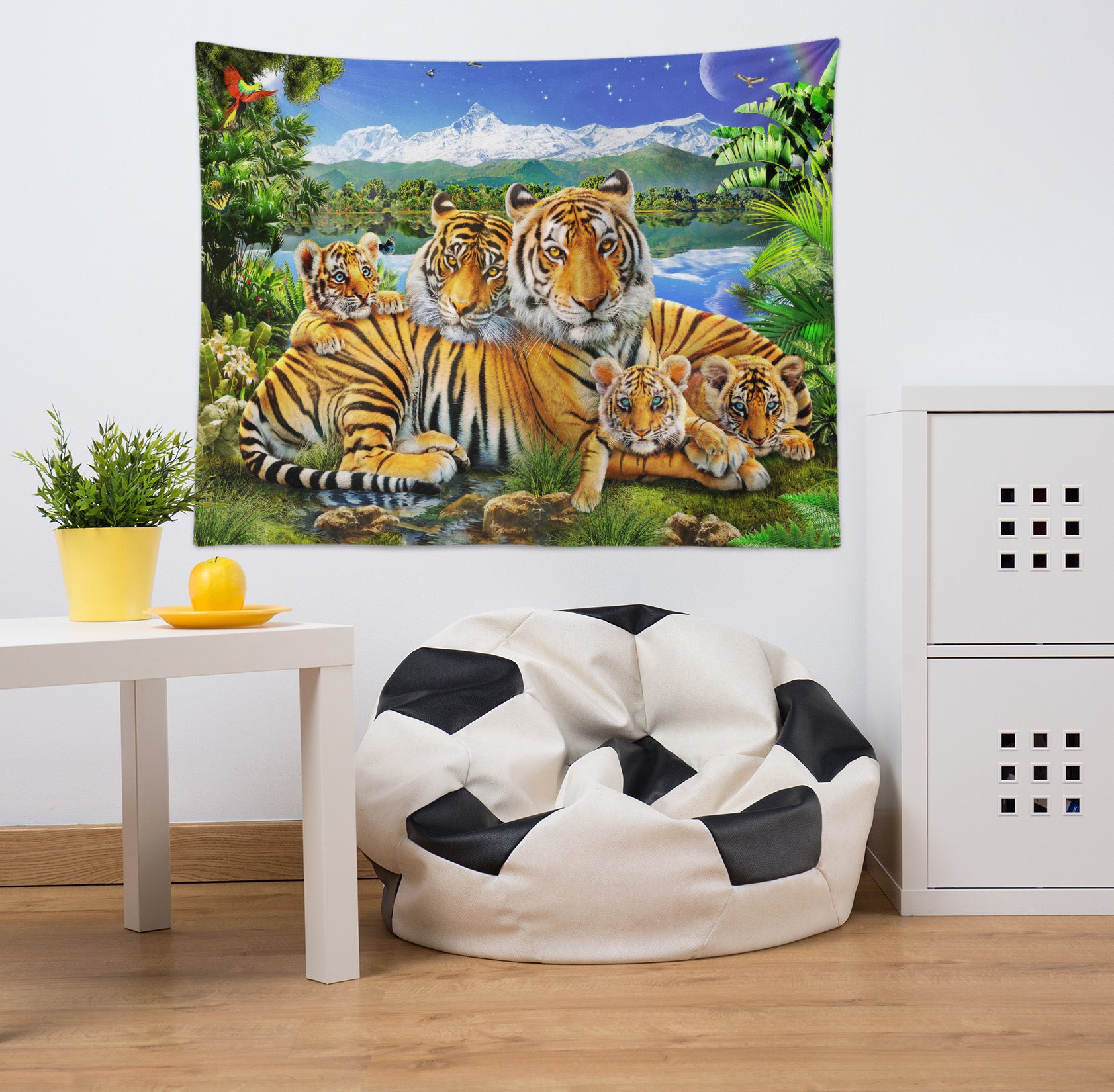 3D Forest Tiger Family 717 Adrian Chesterman Tapestry Hanging Cloth Hang