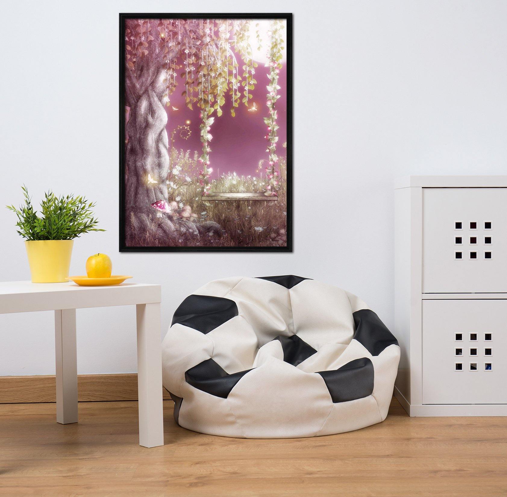 3D Moon Swing 002 Fake Framed Print Painting Wallpaper AJ Creativity Home 