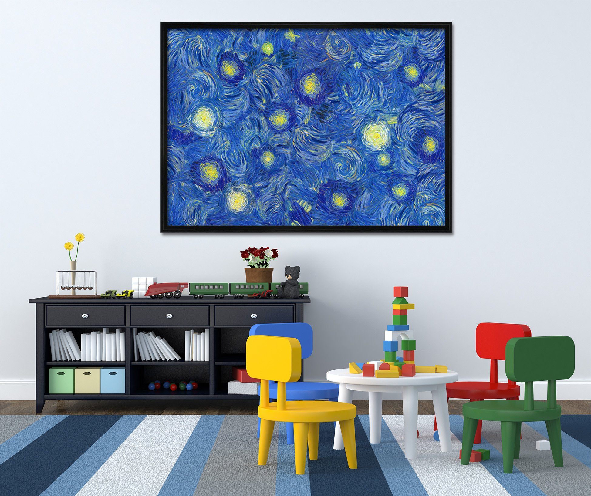 3D Blue Background 005 Fake Framed Print Painting Wallpaper AJ Creativity Home 