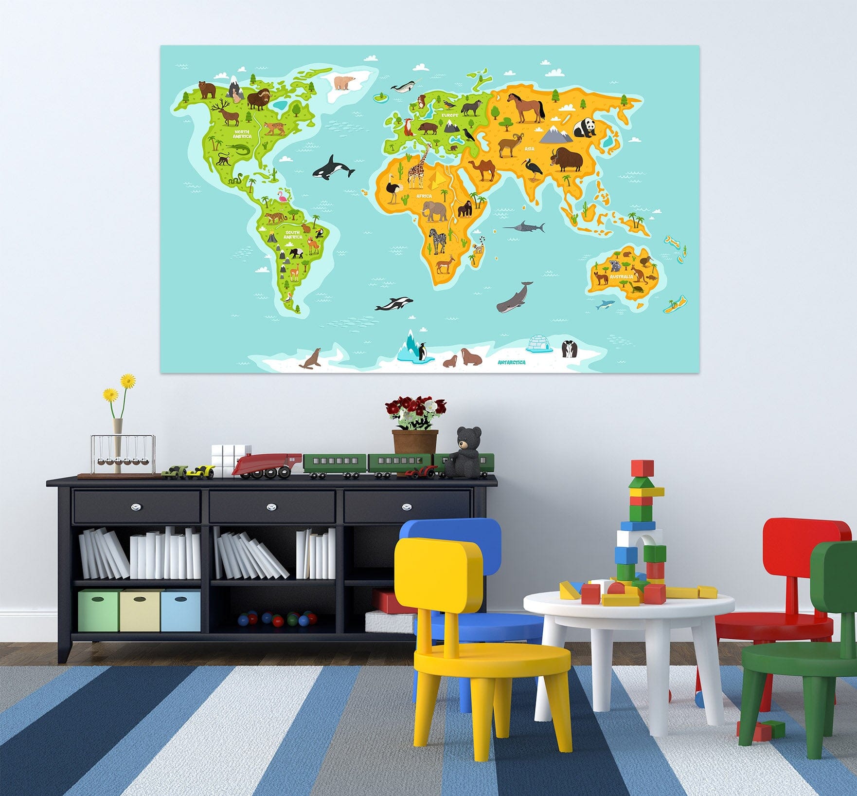3D Colored Land 292 World Map Wall Sticker Wallpaper AJ Wallpaper 2 