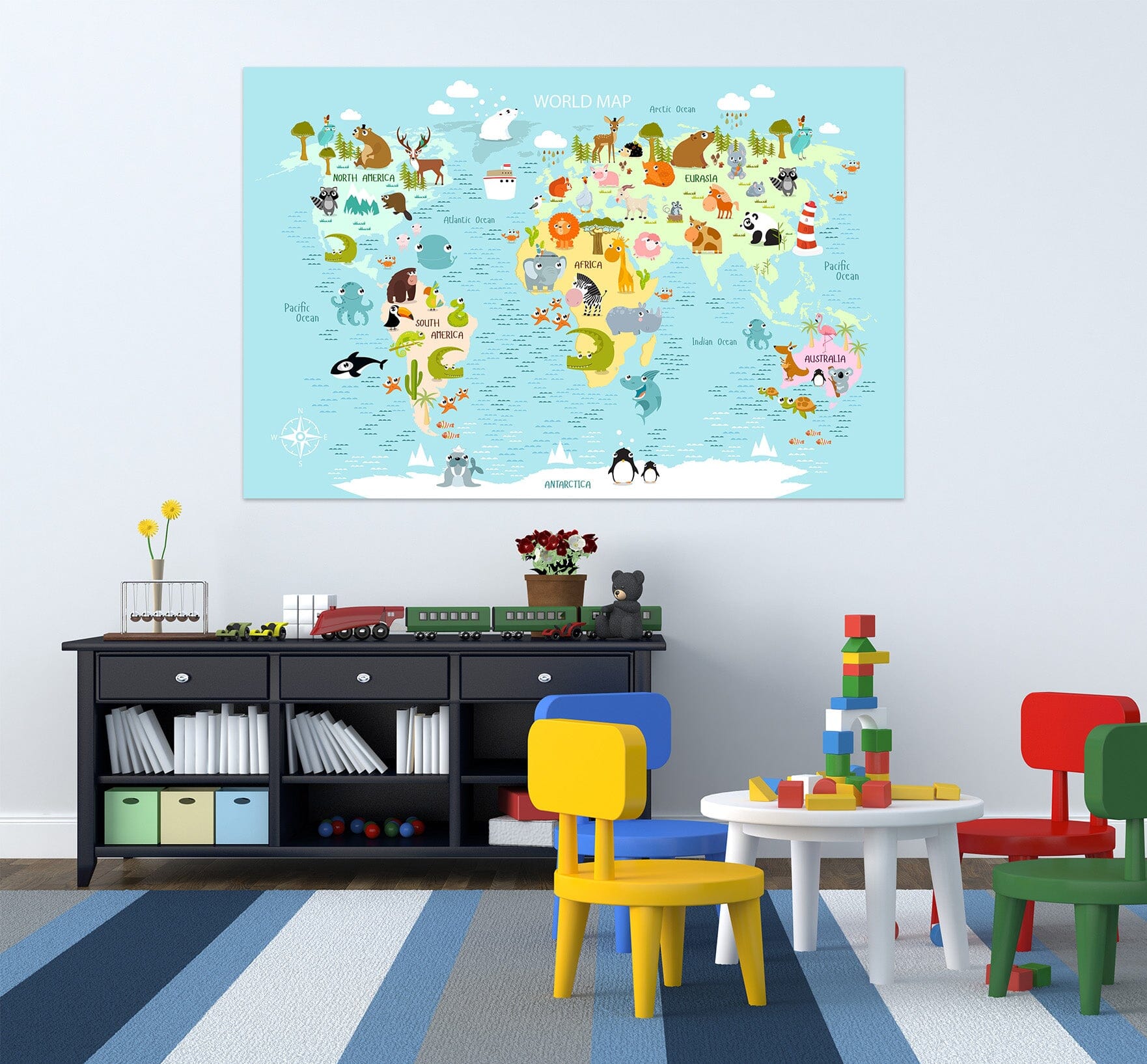 3D Animal Home 275 World Map Wall Sticker Wallpaper AJ Wallpaper 2 