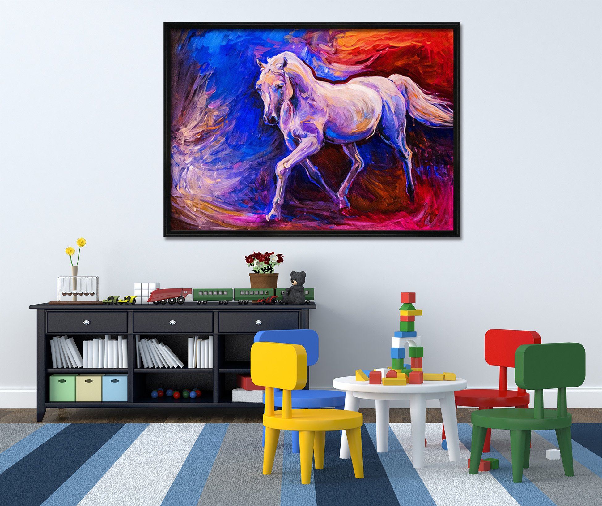 3D White Horse 193 Fake Framed Print Painting Wallpaper AJ Creativity Home 