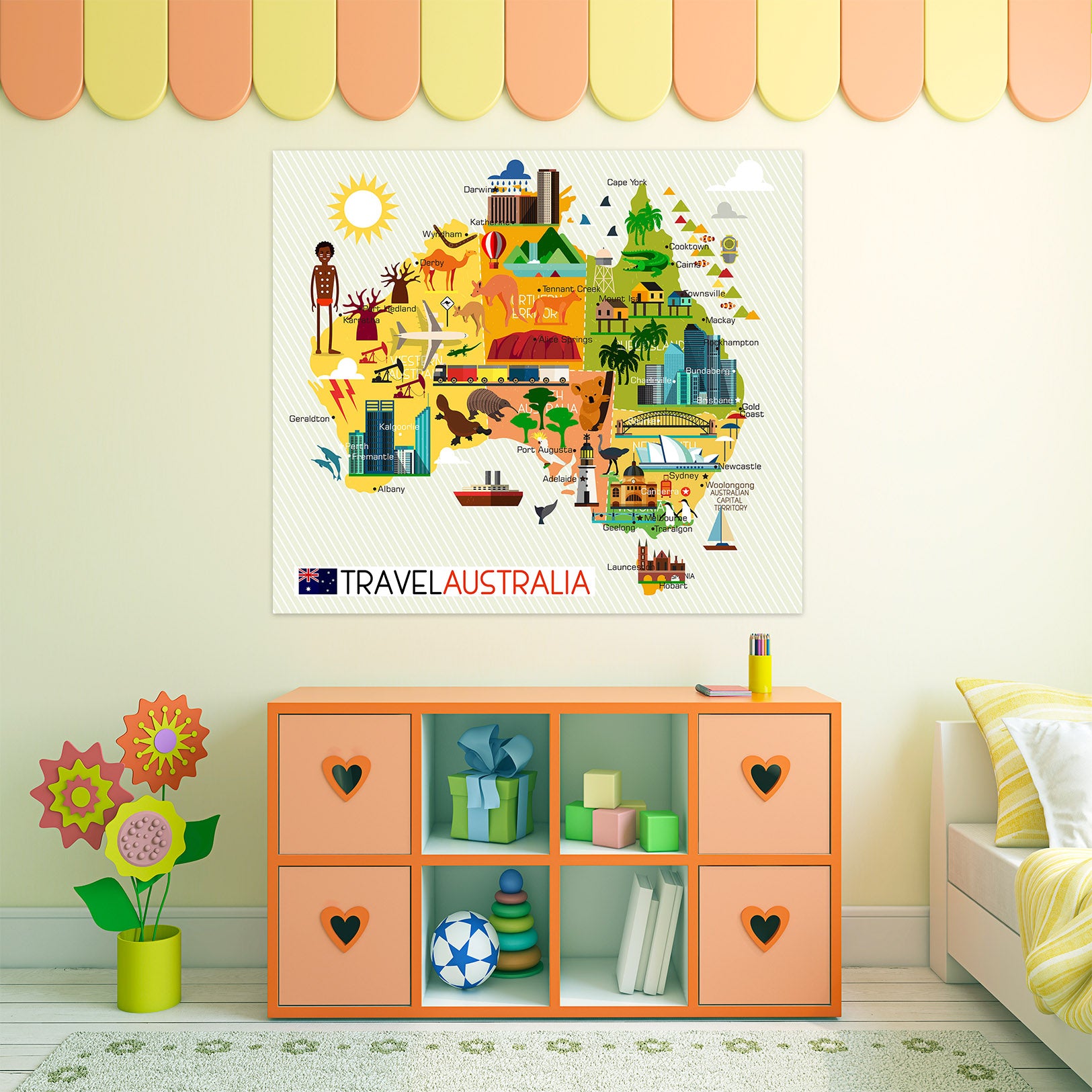 3D Color Houses 233 World Map Wall Sticker