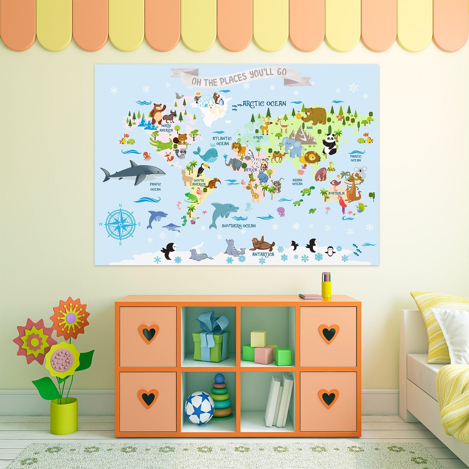 3D Animal World 282 World Map Wall Sticker Wallpaper AJ Wallpaper 2 