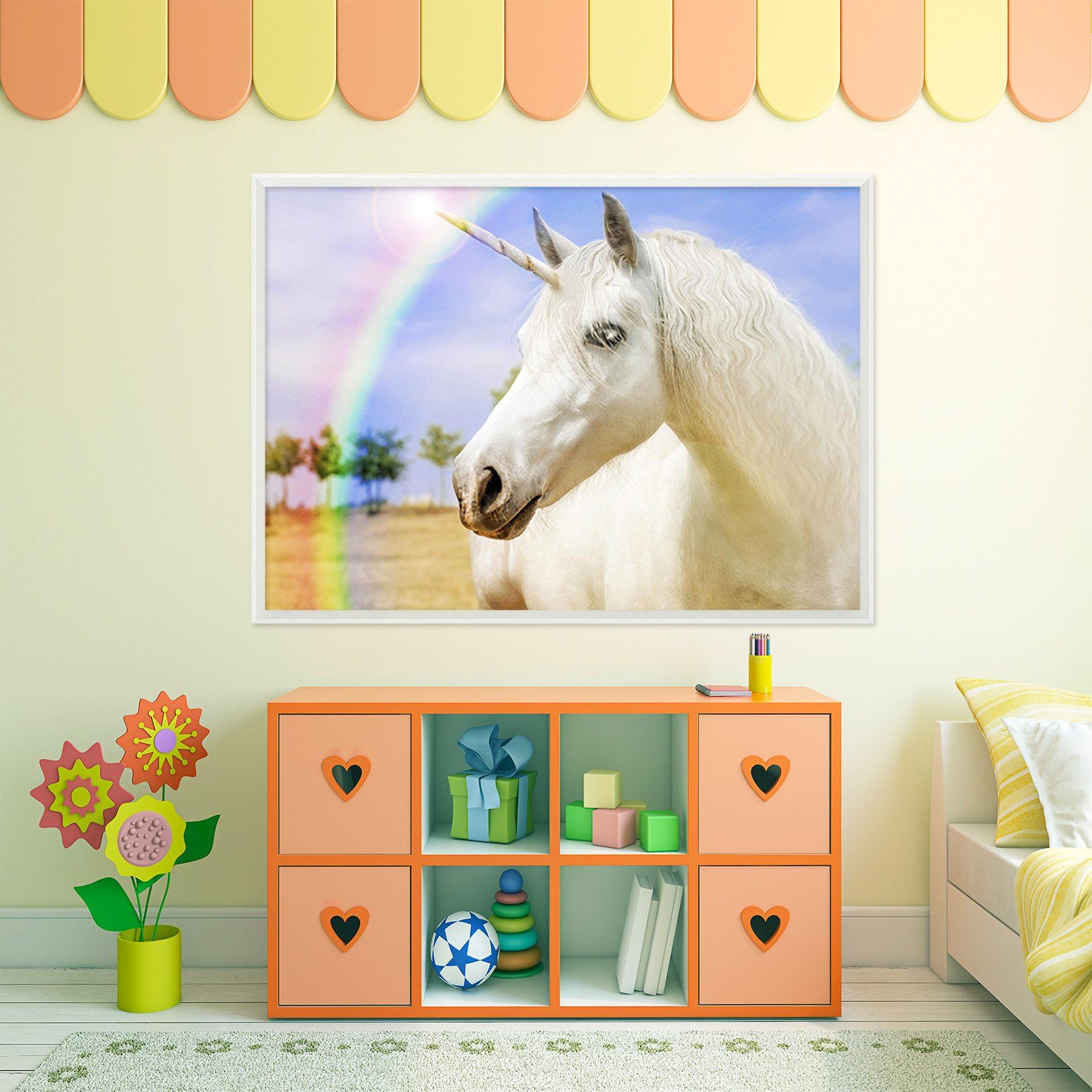 3D White Unicorn 056 Fake Framed Print Painting Wallpaper AJ Creativity Home 
