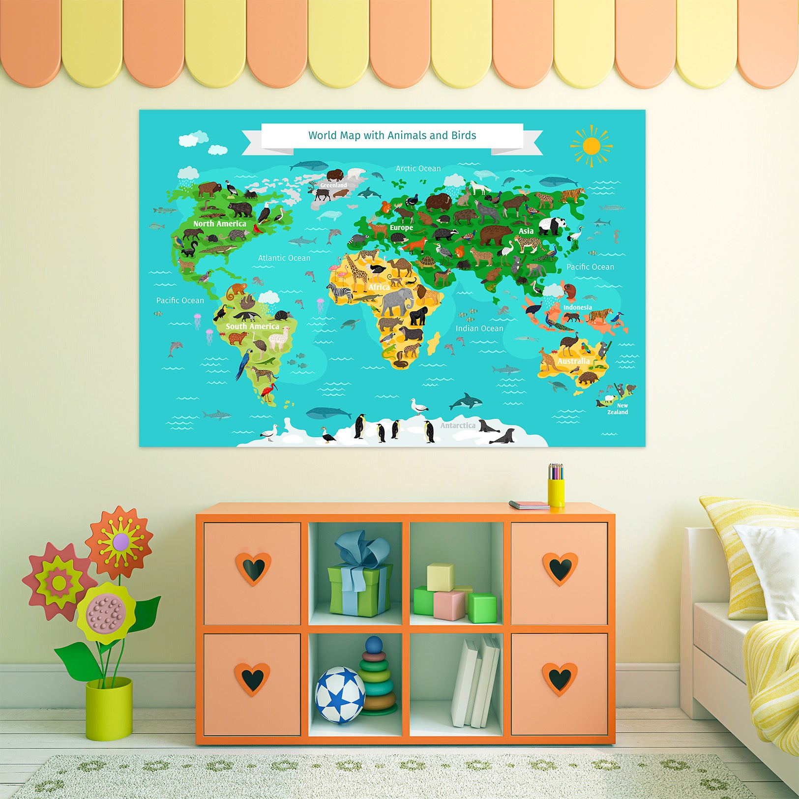 3D Sea Island 246 World Map Wall Sticker