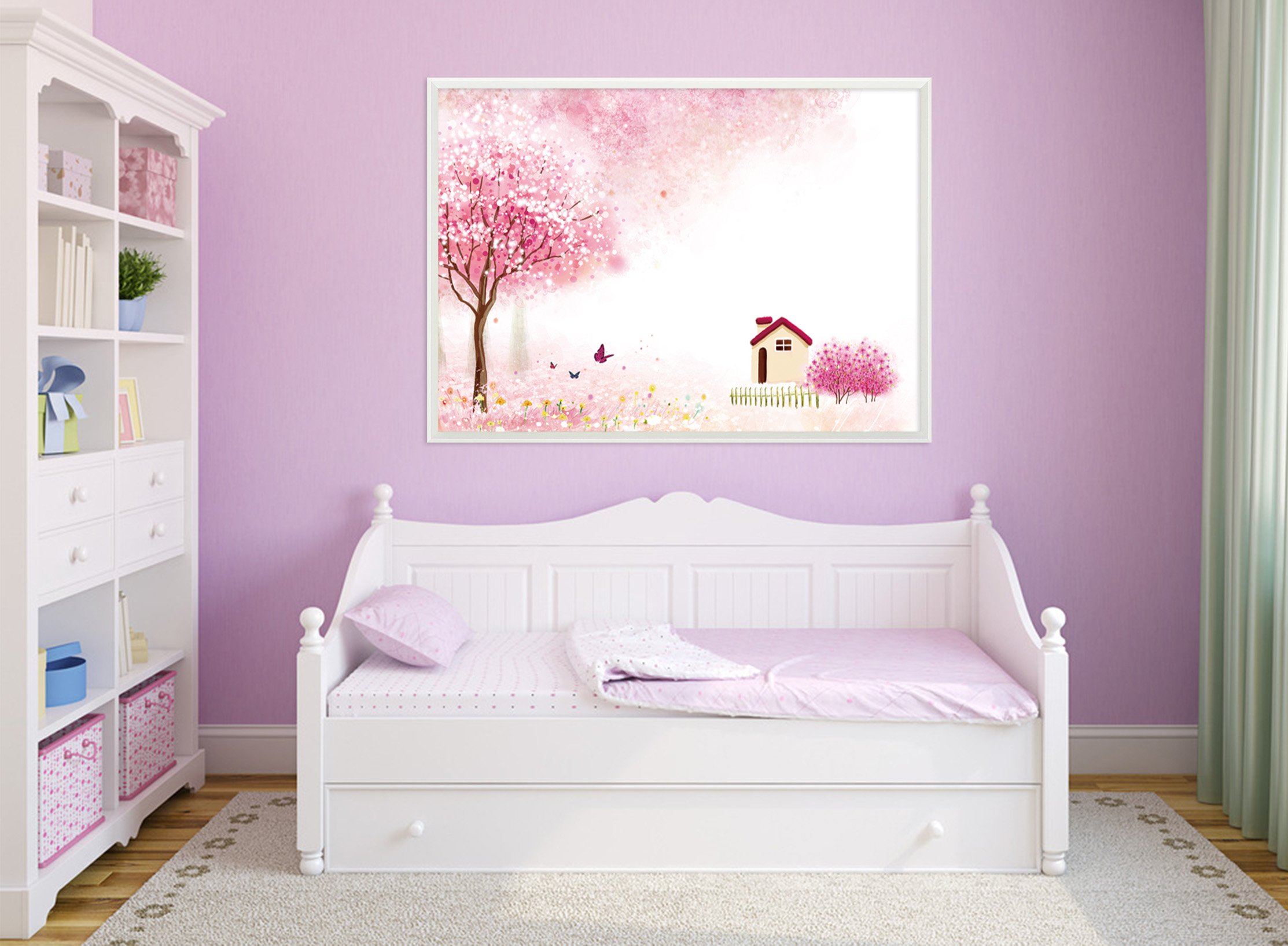 3D House Butterfly 001 Fake Framed Print Painting Wallpaper AJ Creativity Home 