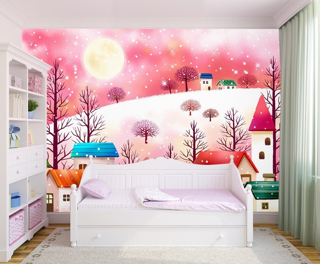 3D Bright Moon Cherry Snowflake 13 Wallpaper AJ Wallpaper 