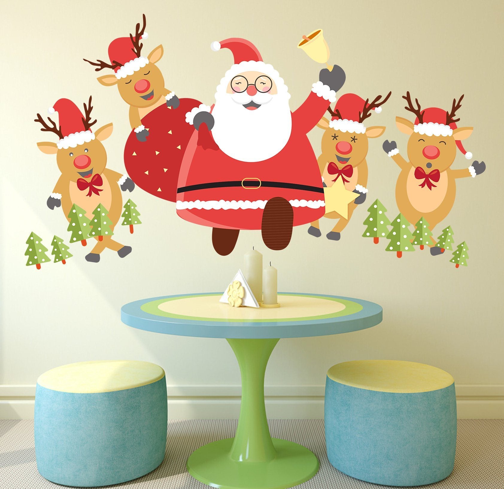 3D Deer Fat Santa Claus 20 Wall Stickers Wallpaper AJ Wallpaper 