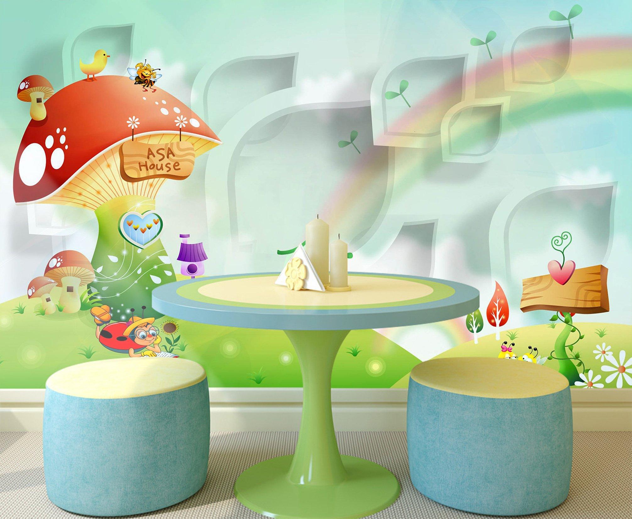 3D Mushroom Rainbow 734 Wallpaper AJ Wallpaper 
