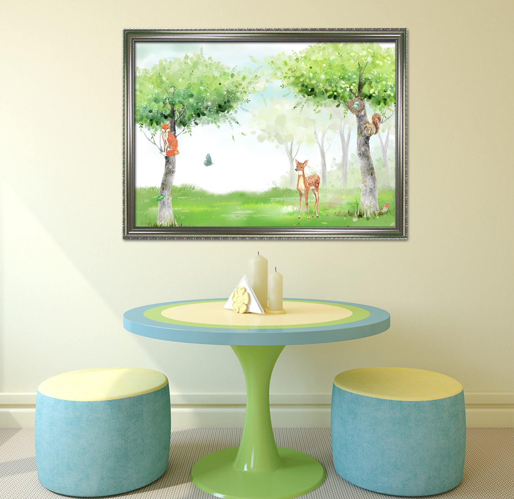 3D Fawn Butterfly 005 Fake Framed Print Painting Wallpaper AJ Creativity Home 