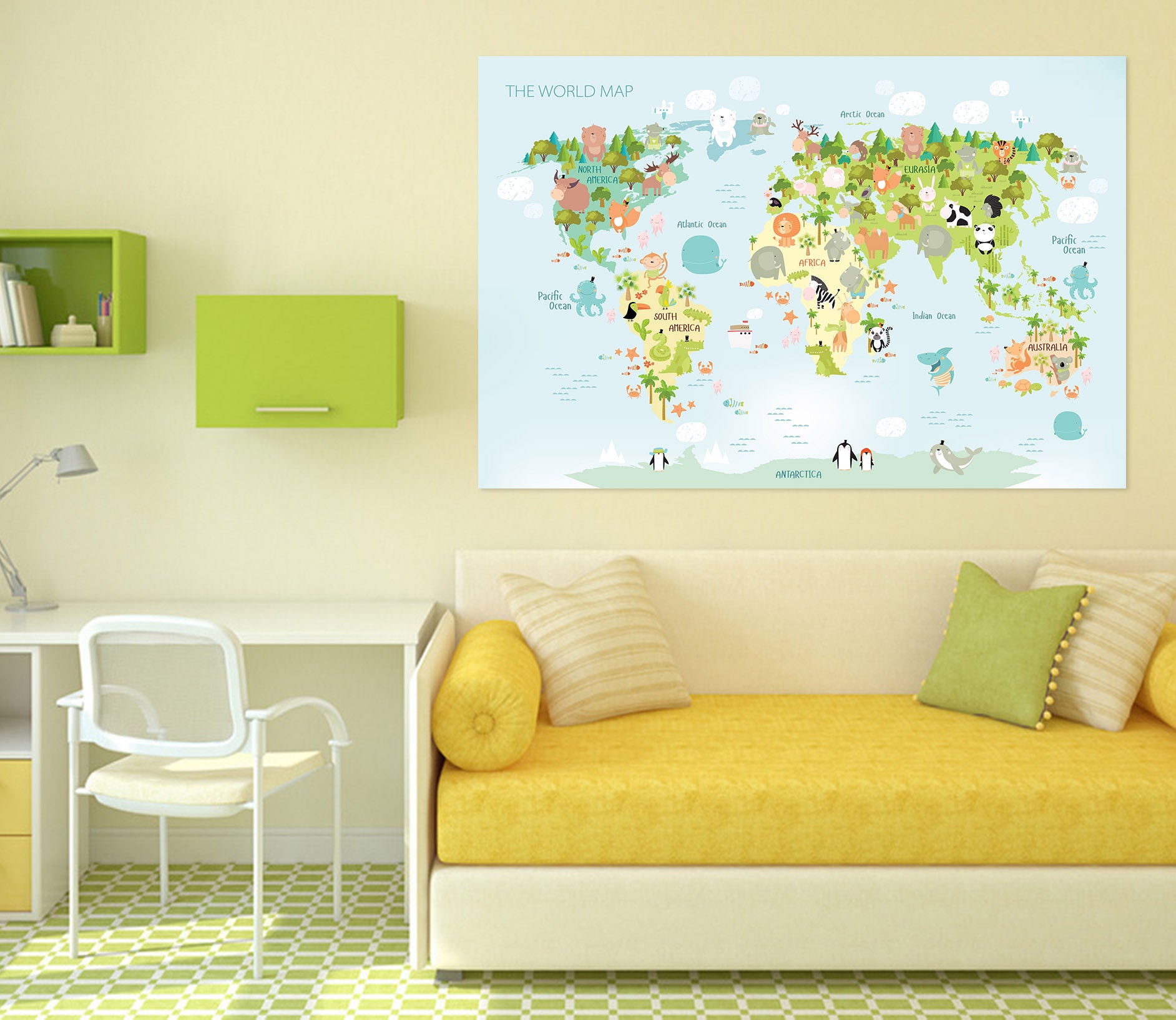 3D Rich Life 276 World Map Wall Sticker