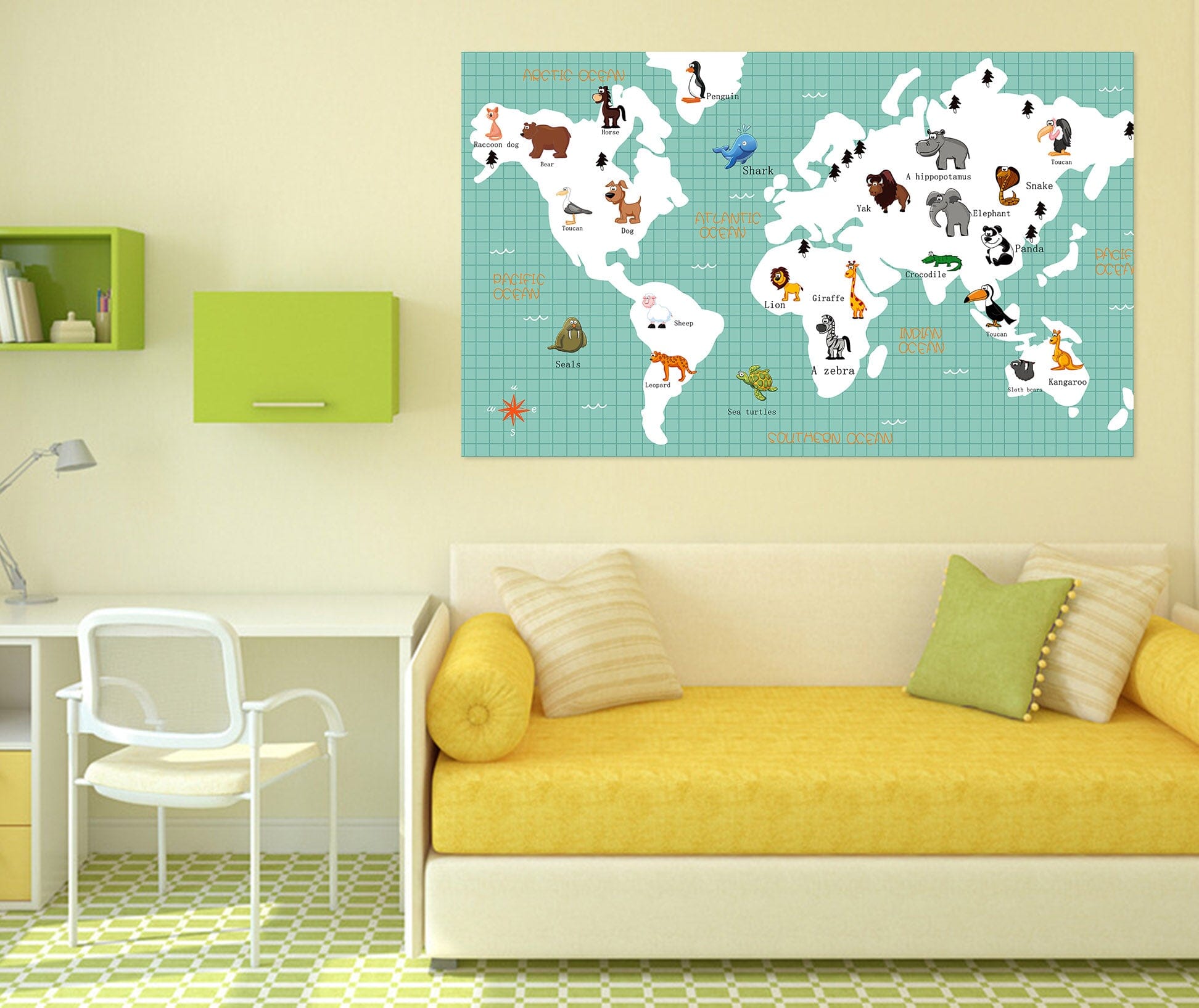 3D Animal Picture 114 World Map Wall Sticker Wallpaper AJ Wallpaper 2 